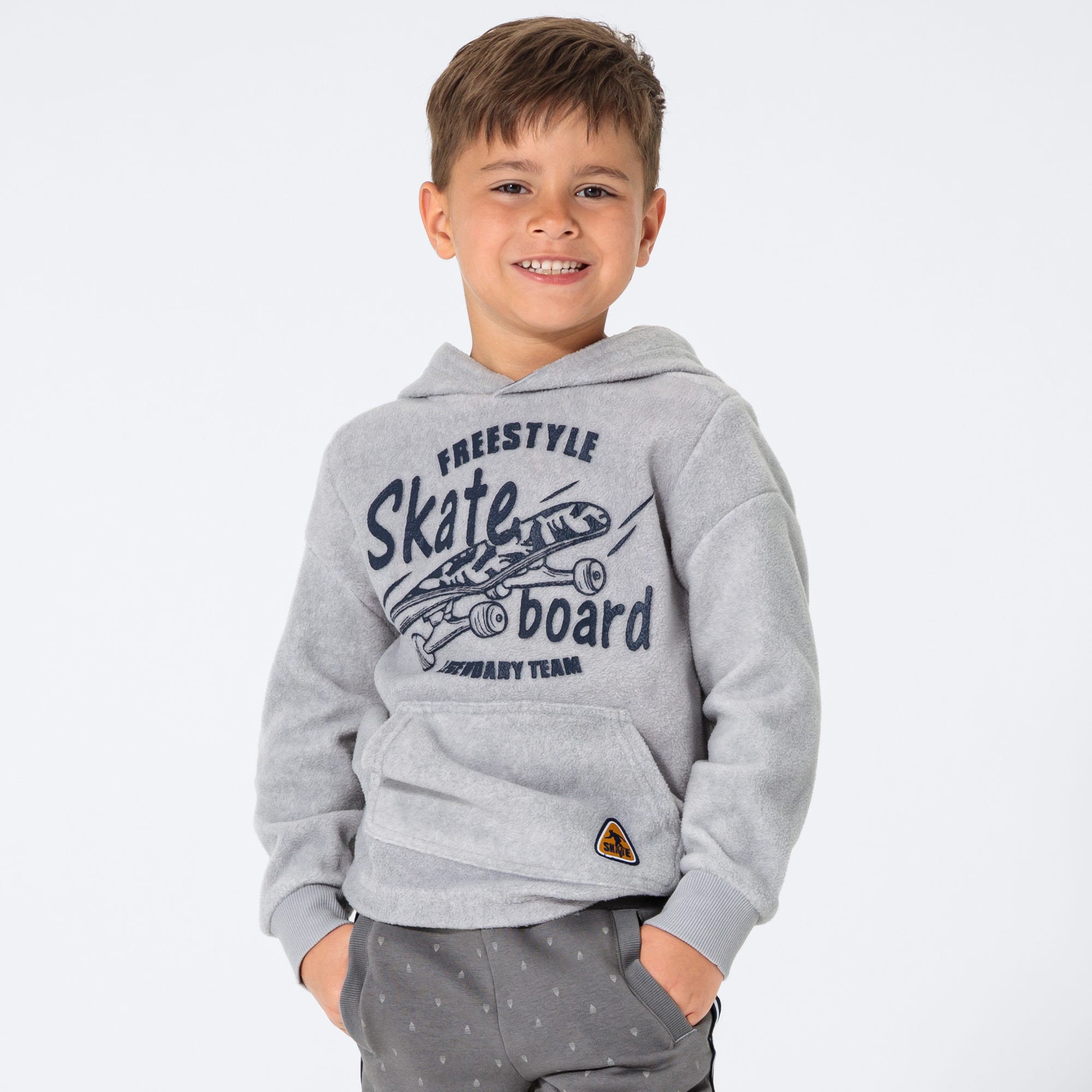 Kinder-Jungen-Fleeceshirt mit Kapuze