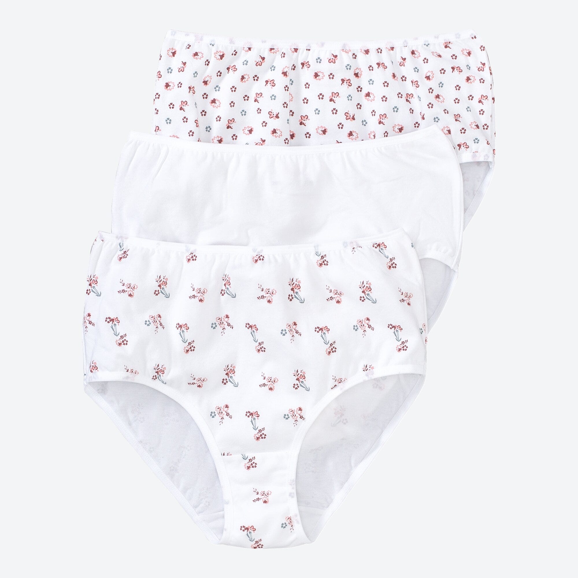 Damen-Taillenslip mit Blümchen-Muster, 3er-Pack