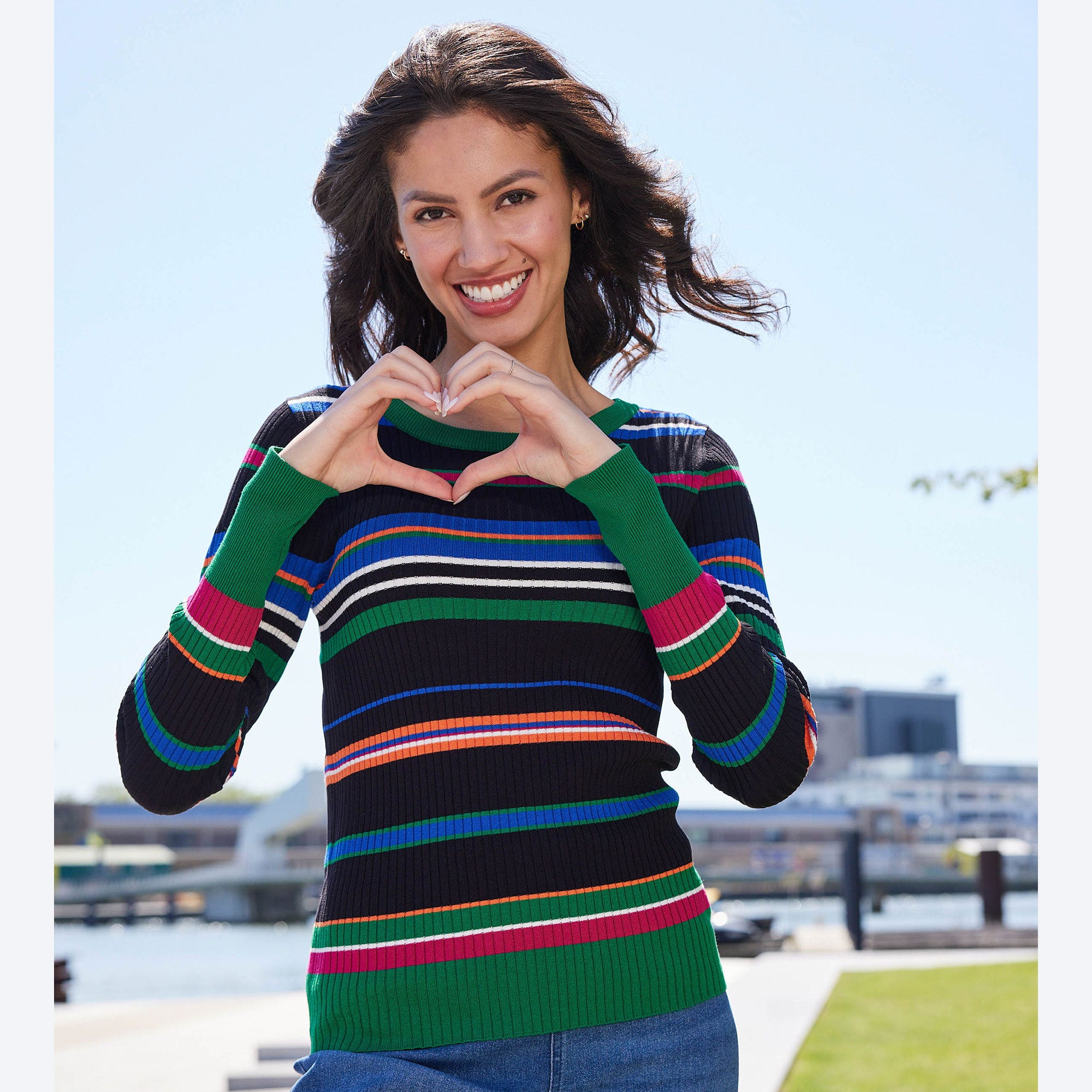 Damen-Strickpullover mit Streifenmuster