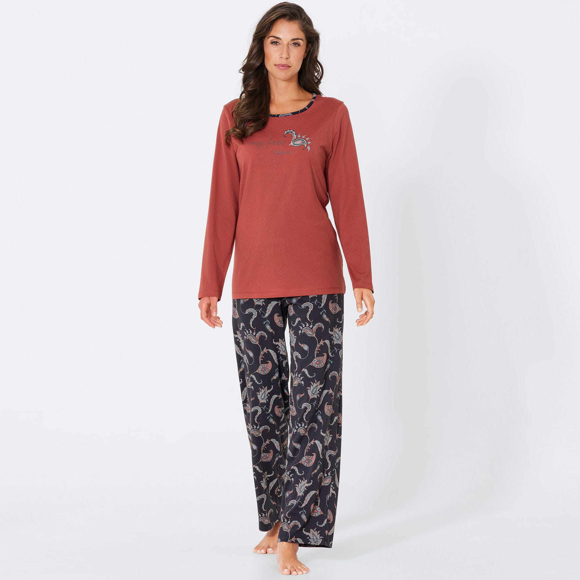 Damen-Schlafanzug mit Paisleymuster, 2-teilig