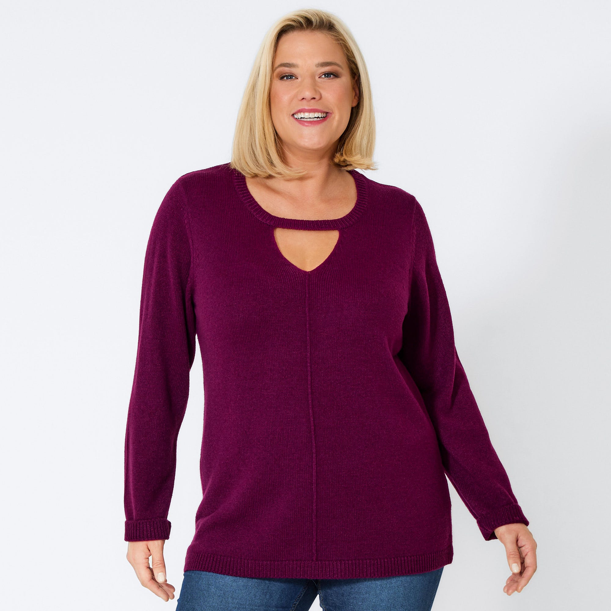 Damen-Pullover mit Cut-Out-Effekt, große Größen