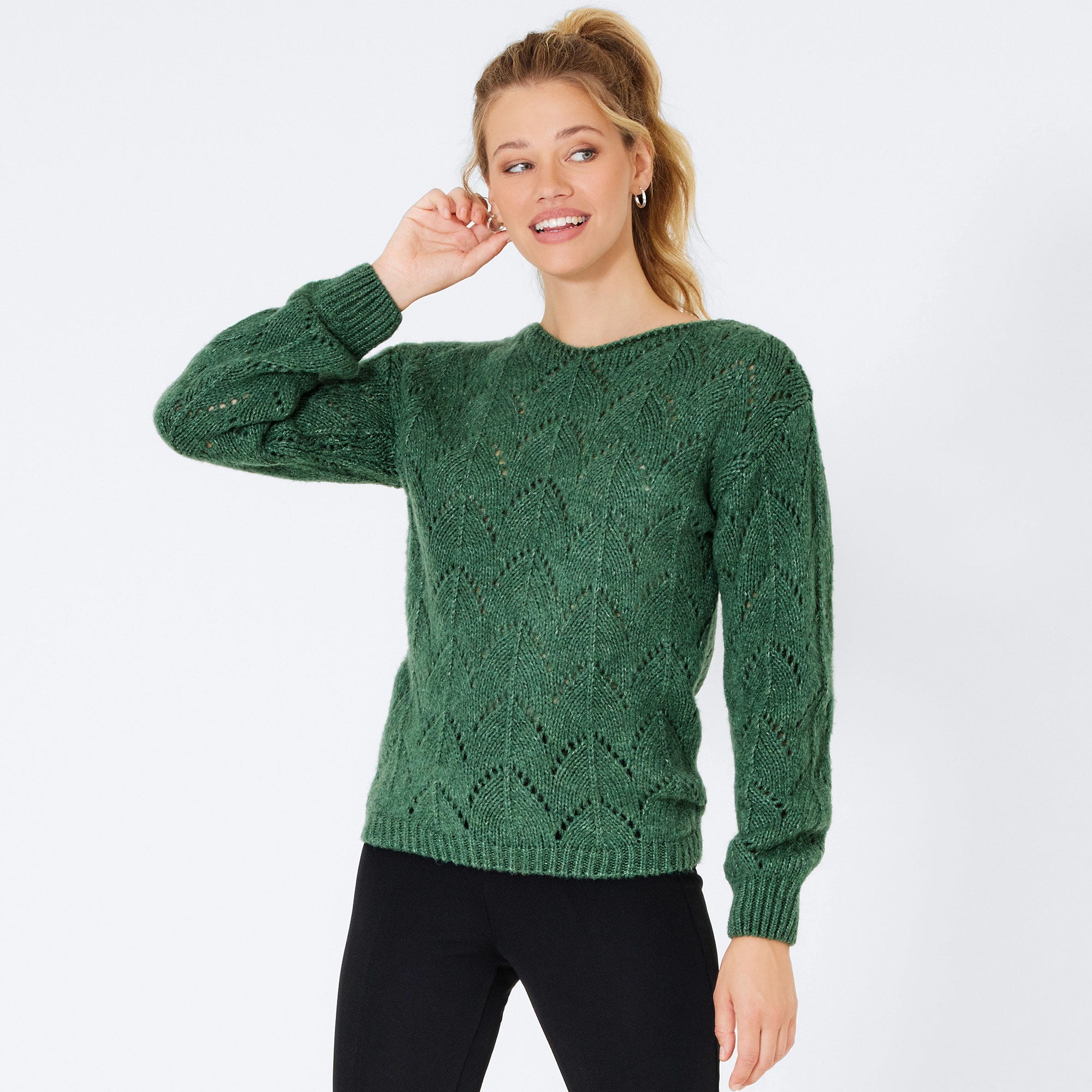 Damen-Pullover mit Ajour-Muster