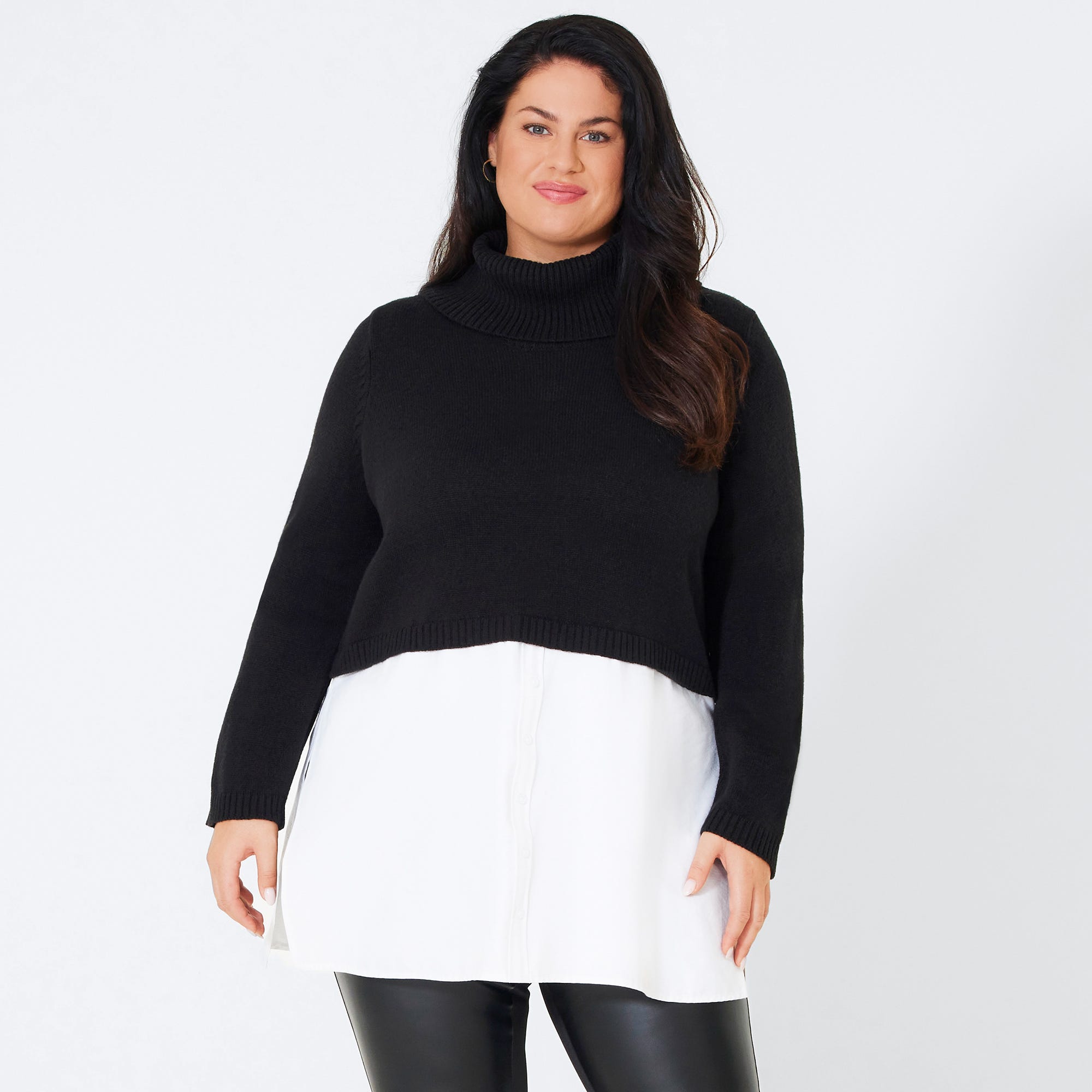 Damen-Pullover mit weitem Rollkragen, große Größen