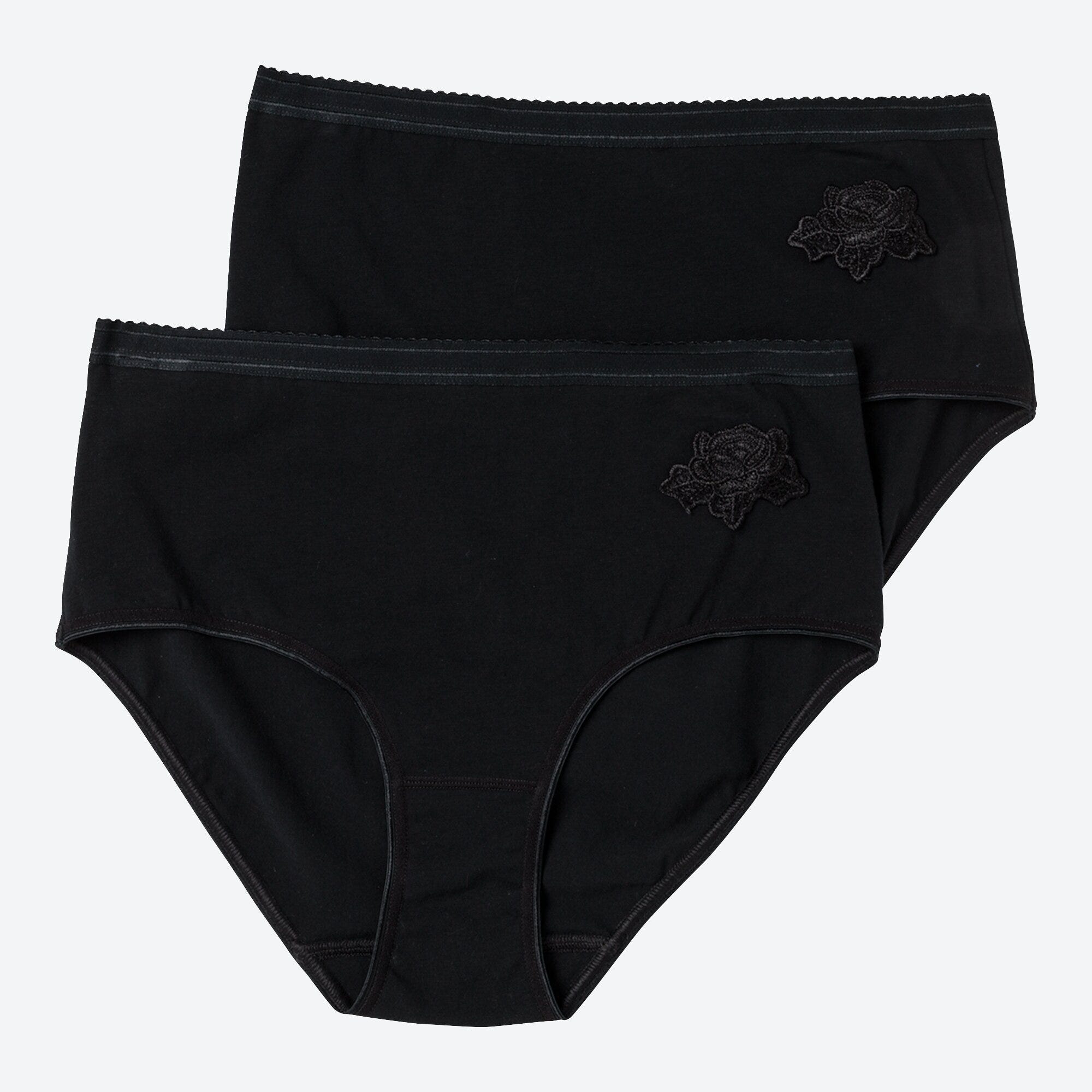 Damen-Taillenslip mit Rosen-Applikation, 2er-Pack