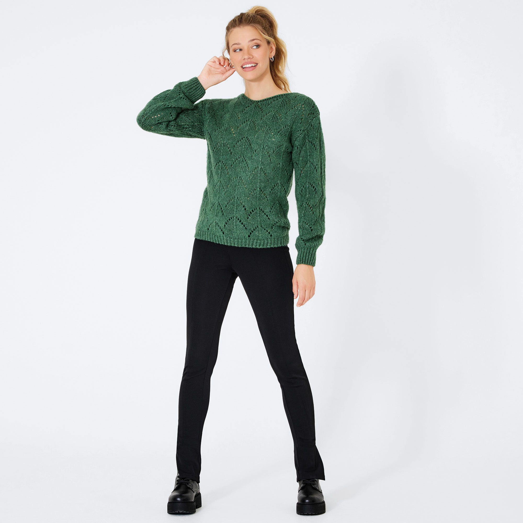 Damen-Stoffhose mit Zierschlitz