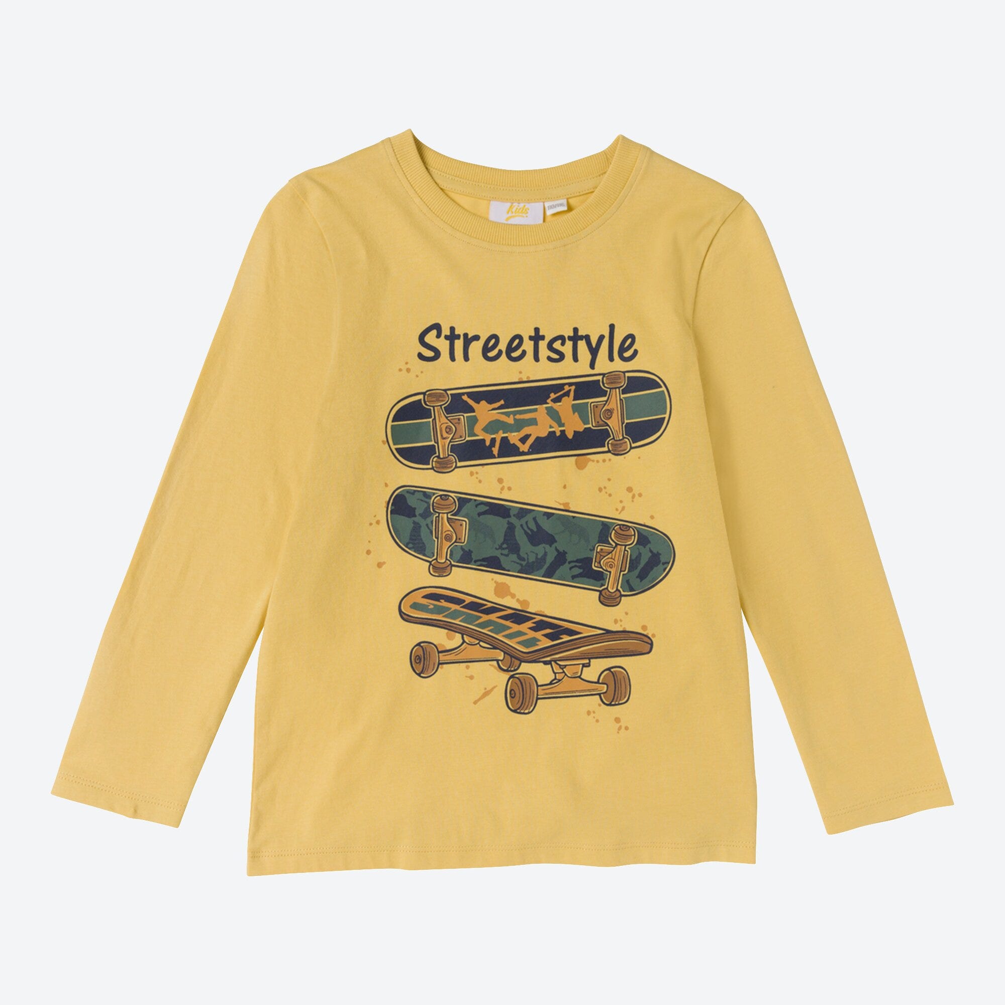 Jungen-Shirt mit Skateboard-Frontaufdruck
