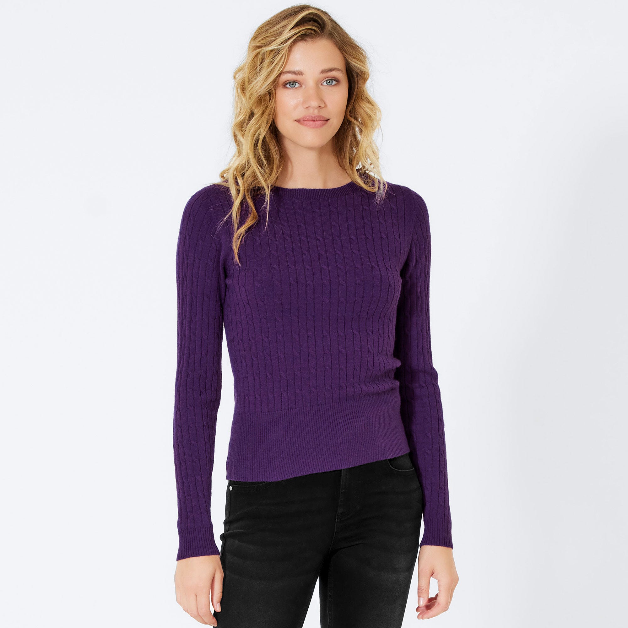 Damen-Feinstrick-Pullover mit elastischem Bund