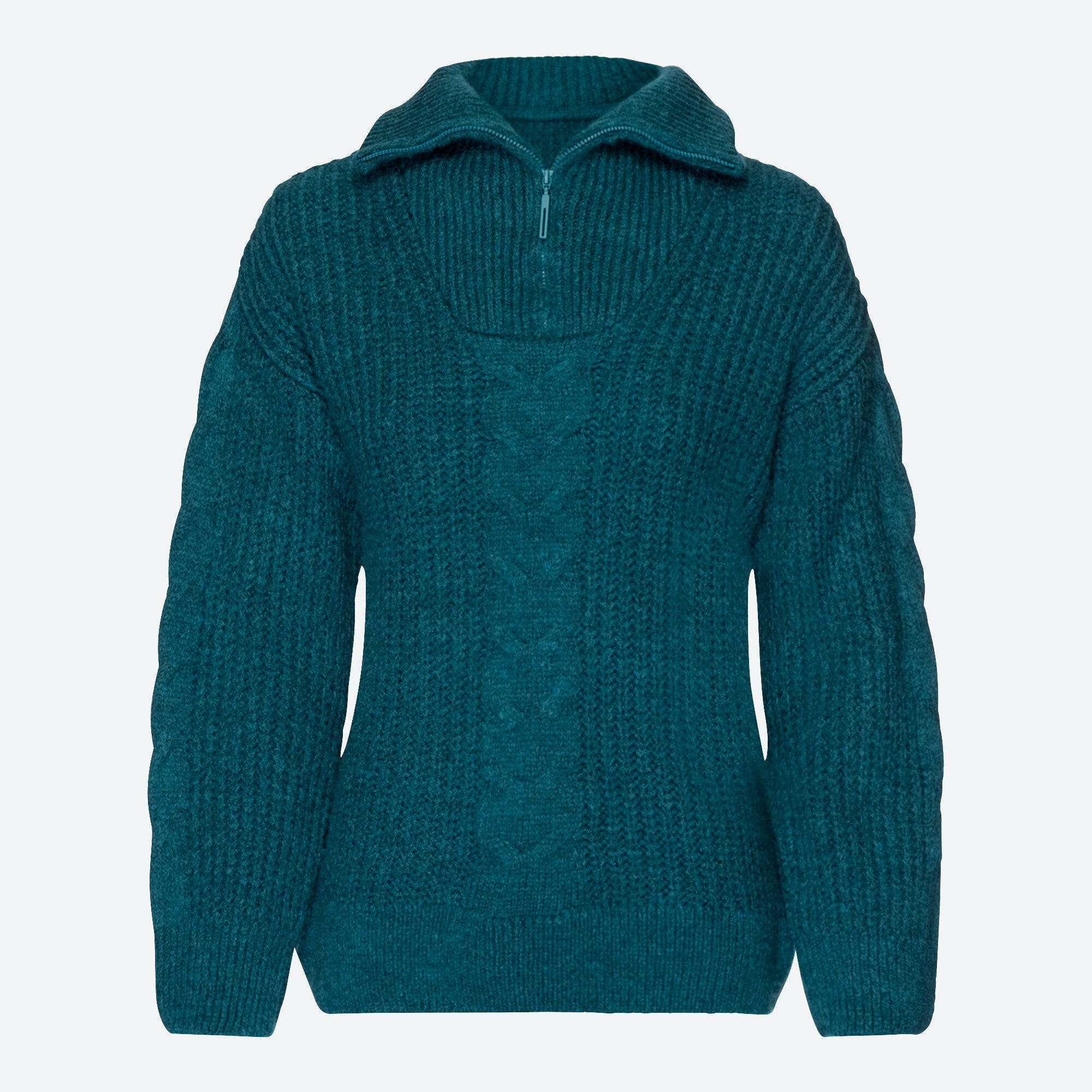 Damen-Troyer-Pullover mit Zopfmuster