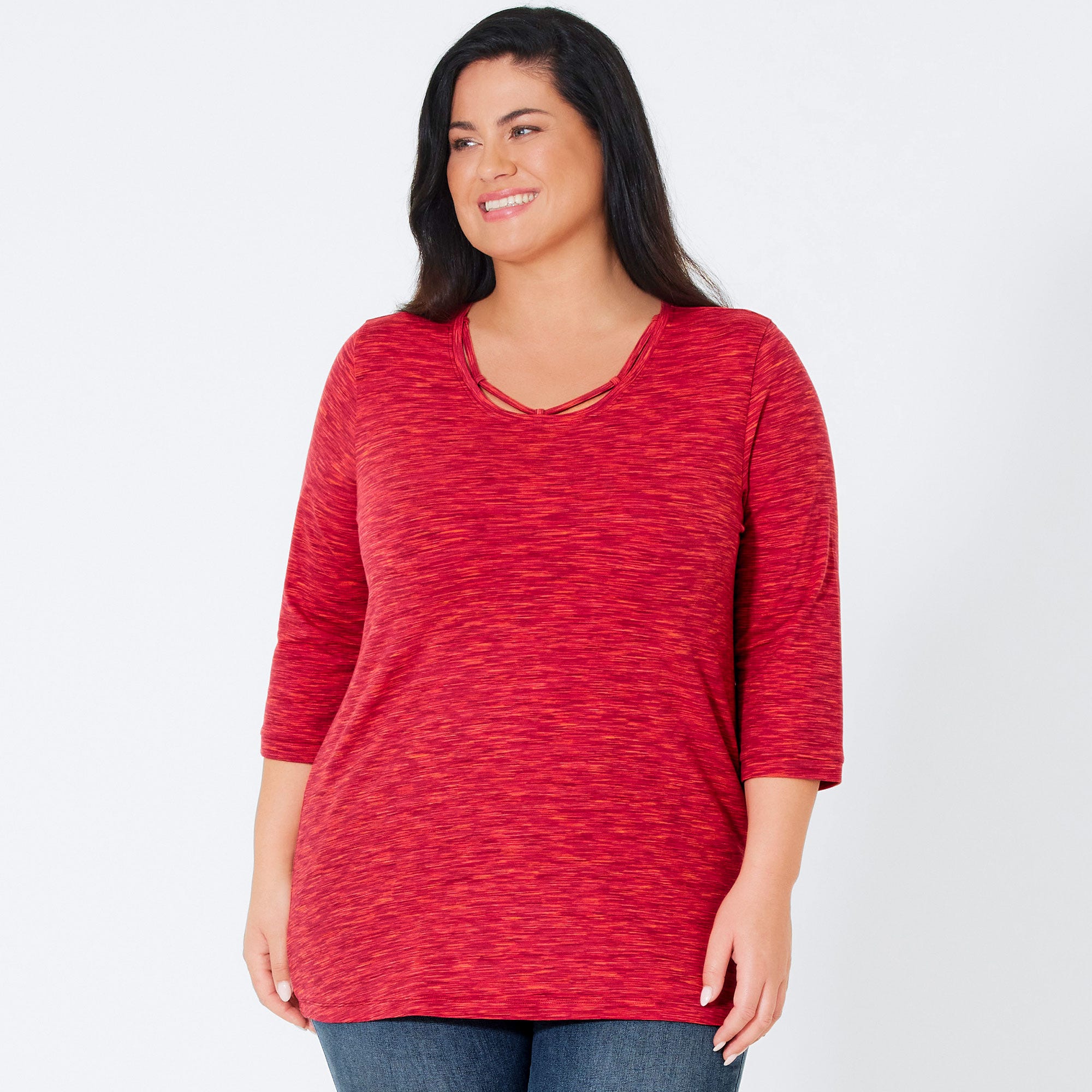 Damen-Shirt in Melange-Optik, große Größen
