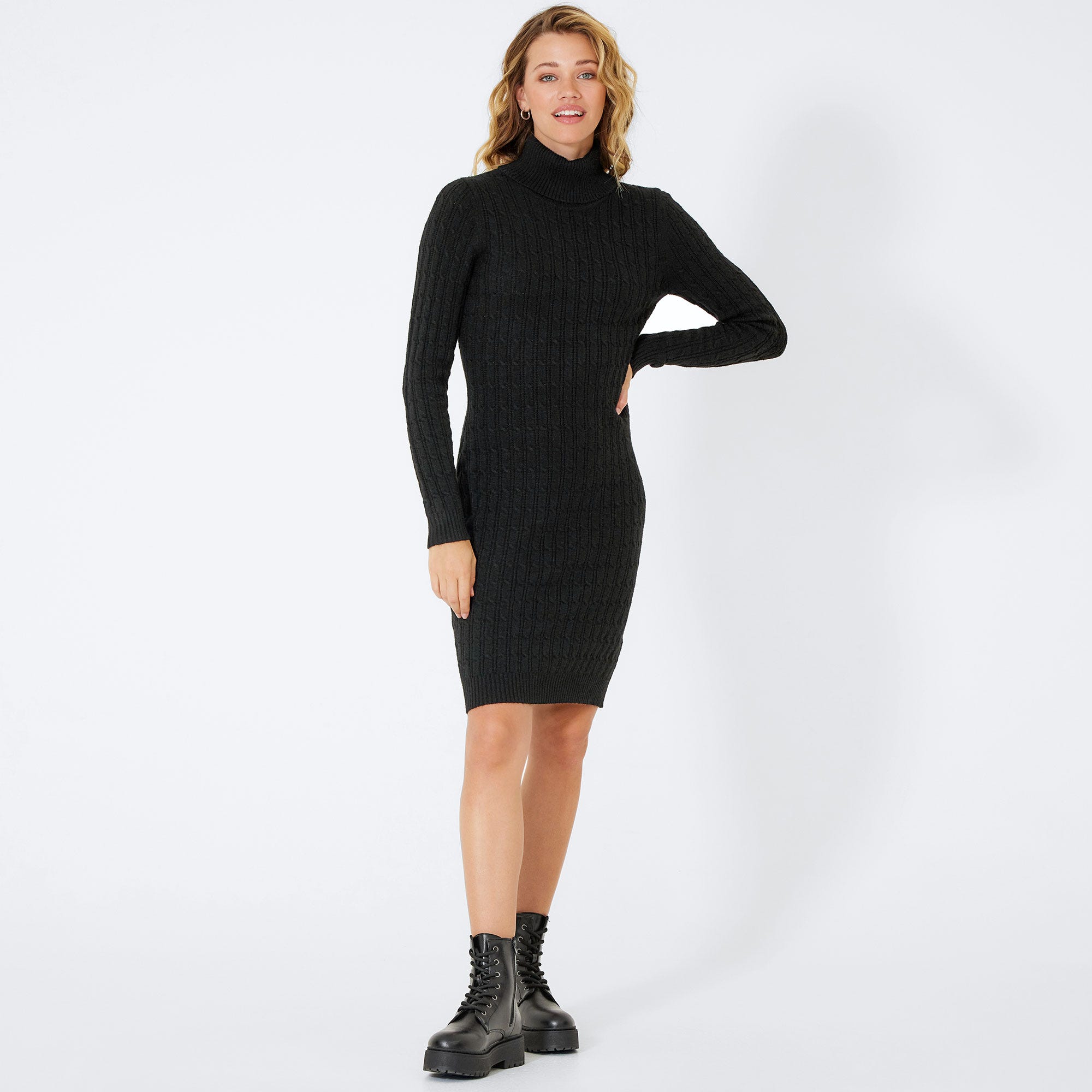 Damen-Strickkleid mit Rollkragen
