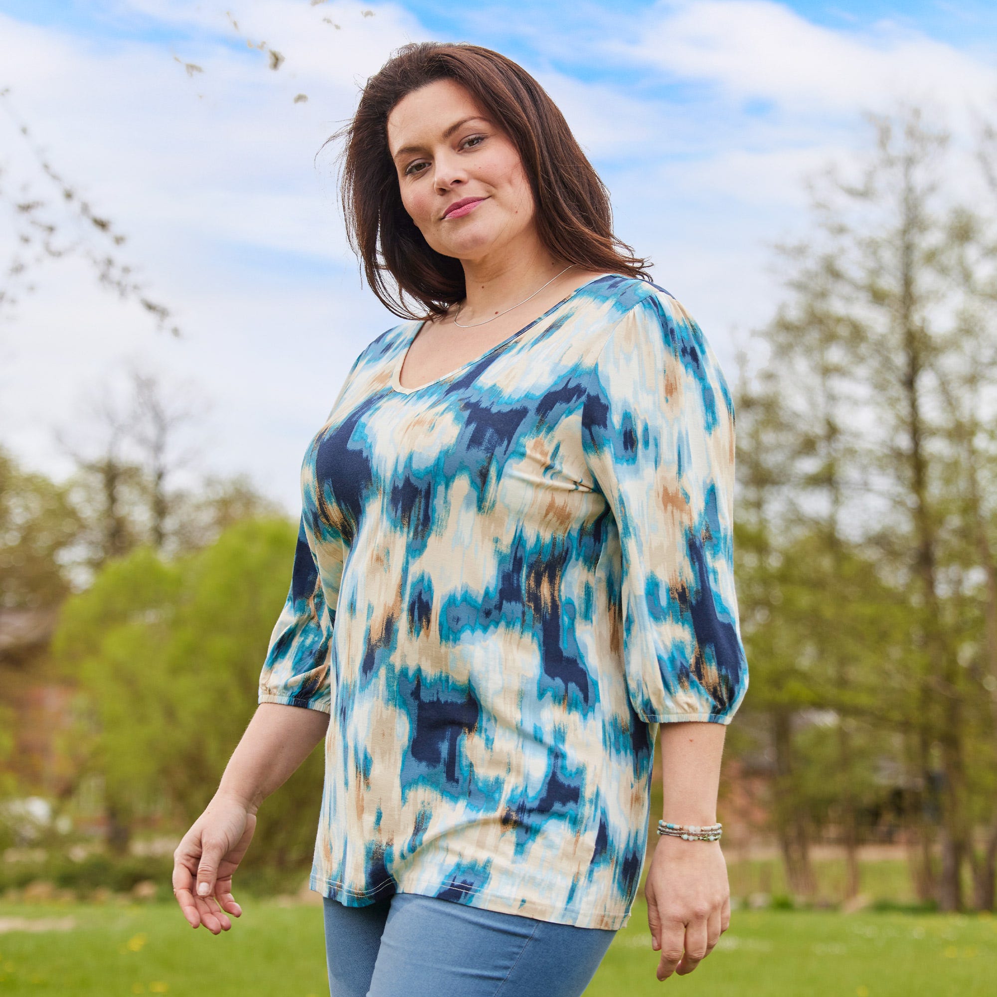 Damen-Shirt mit Bindebändern, große Größen