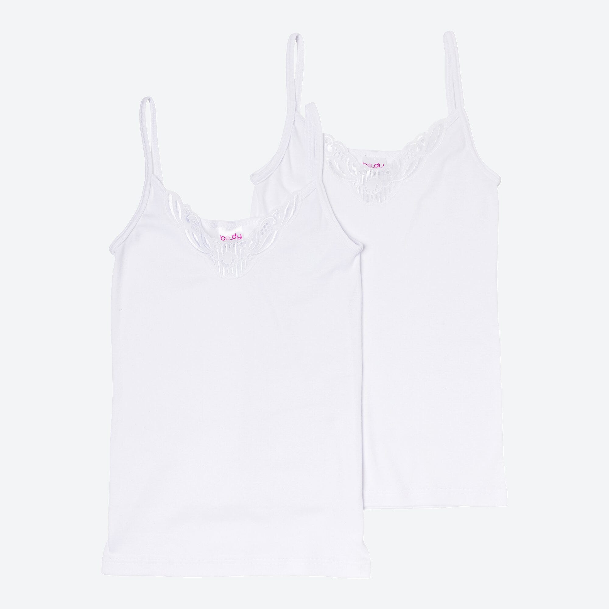 Damen-Unterhemd mit Spitzeneinsatz, 2er-Pack