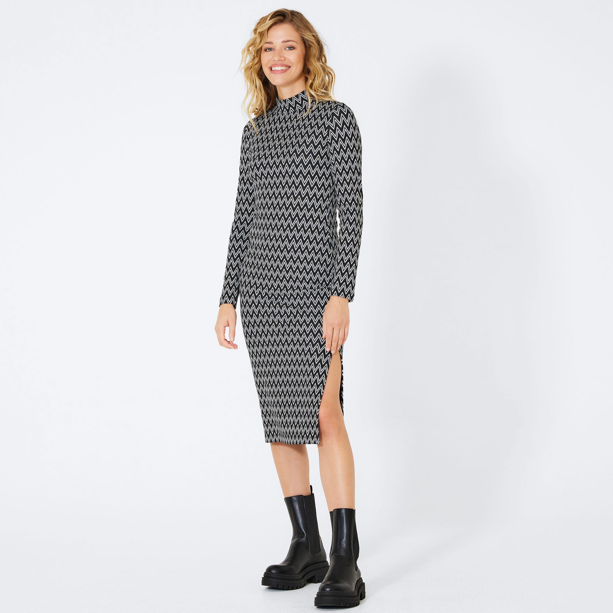 Damen-Kleid mit Zickzack-Muster