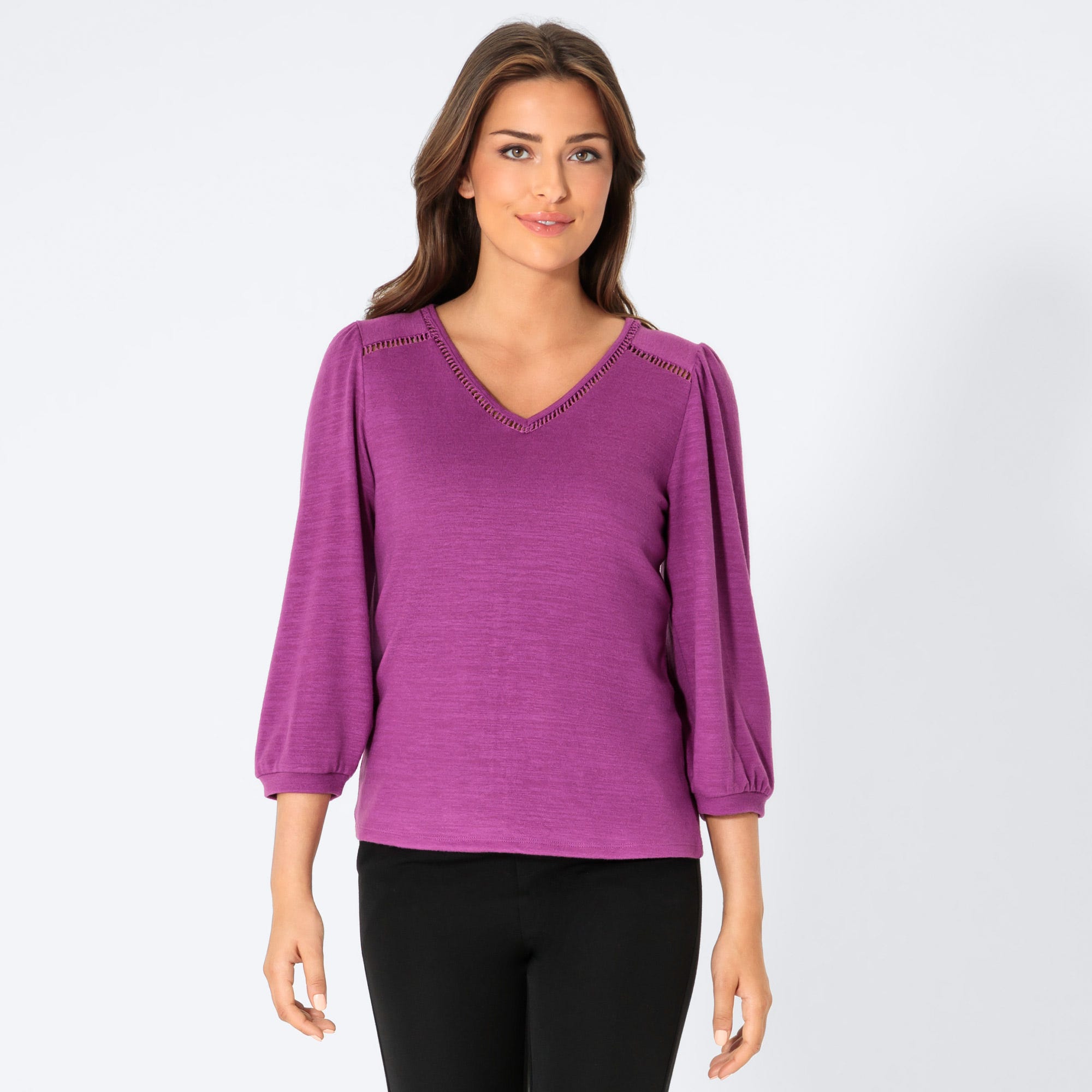 Damen-Shirt mit Hohlsaum-Spitze
