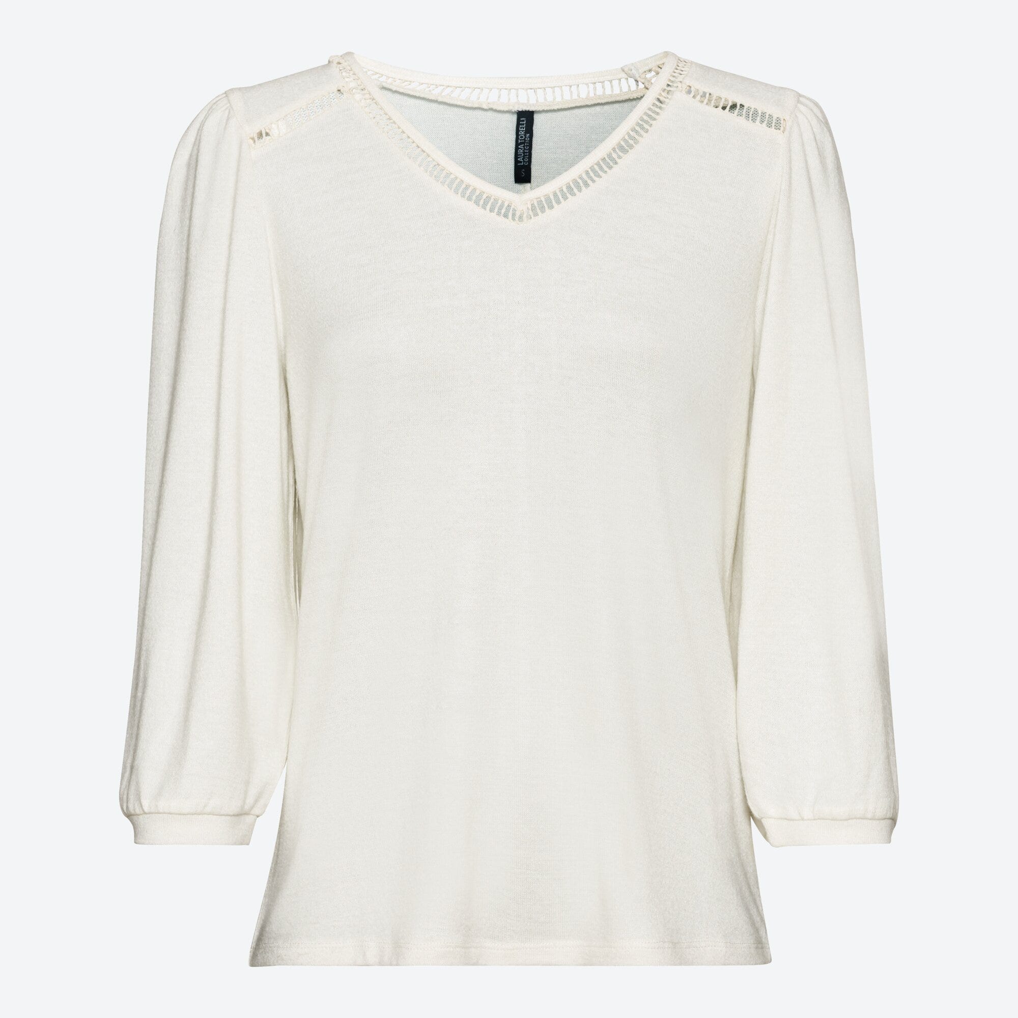 Damen-Shirt mit Hohlsaum-Spitze