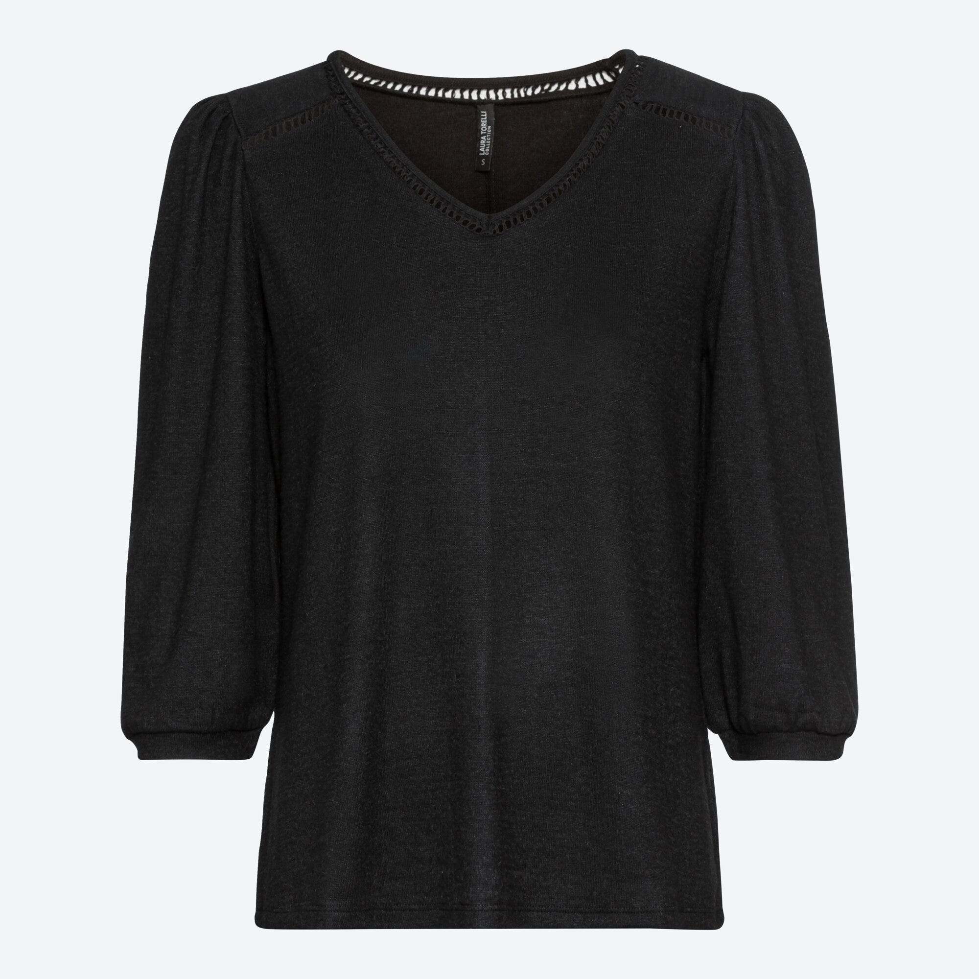 Damen-Shirt mit Hohlsaum-Spitze