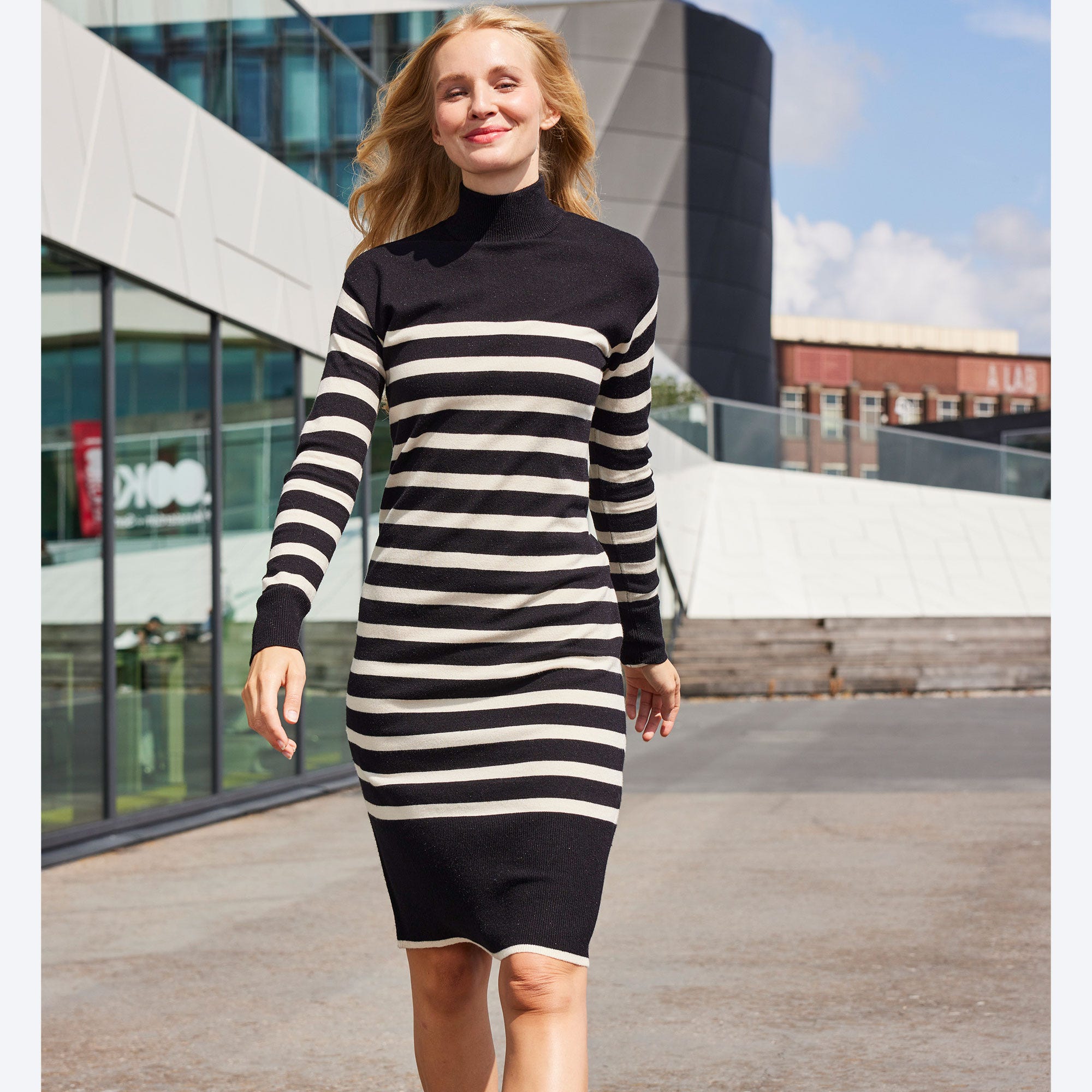 Damen-Ringelkleid mit Streifenmuster