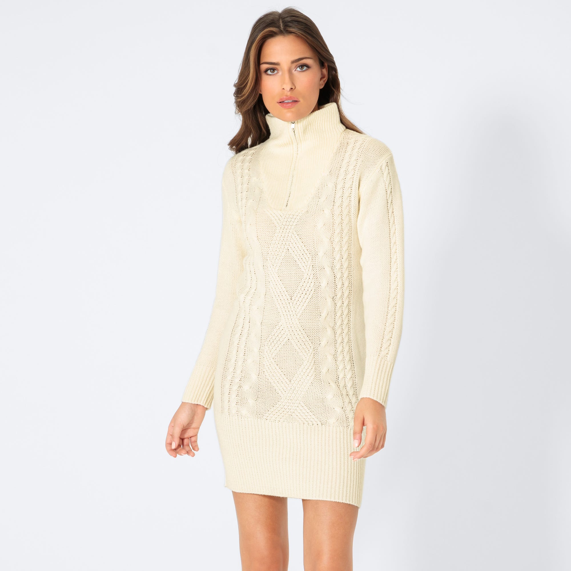 Damen-Strickkleid mit Zopfmuster