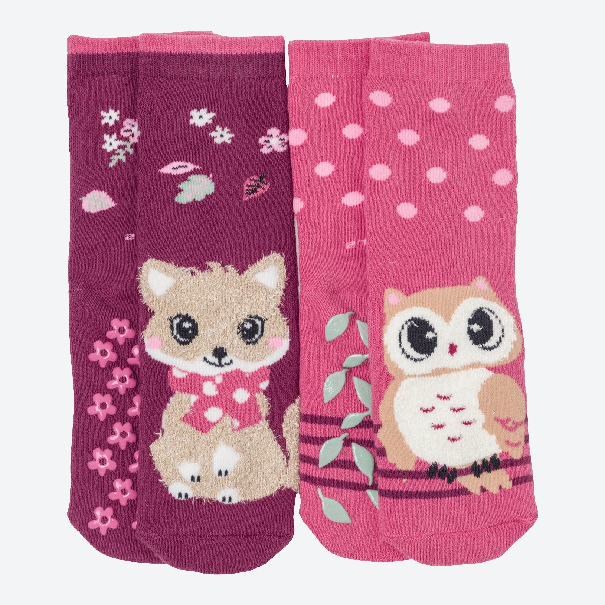 Kinder-Mädchen-ABS-Socken mit Vollfrottee, 2er-Pack