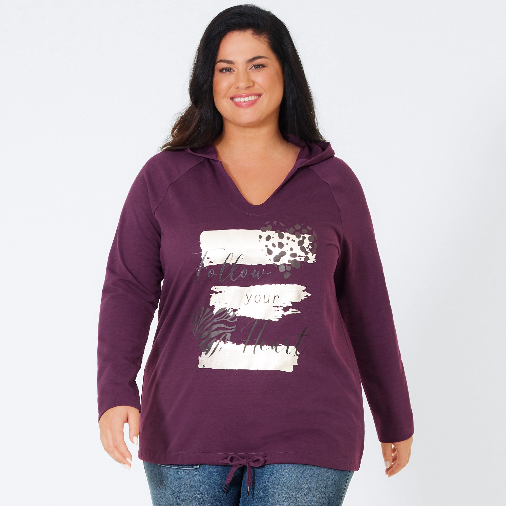Damen-Sweatshirt mit Kapuze, große Größen
