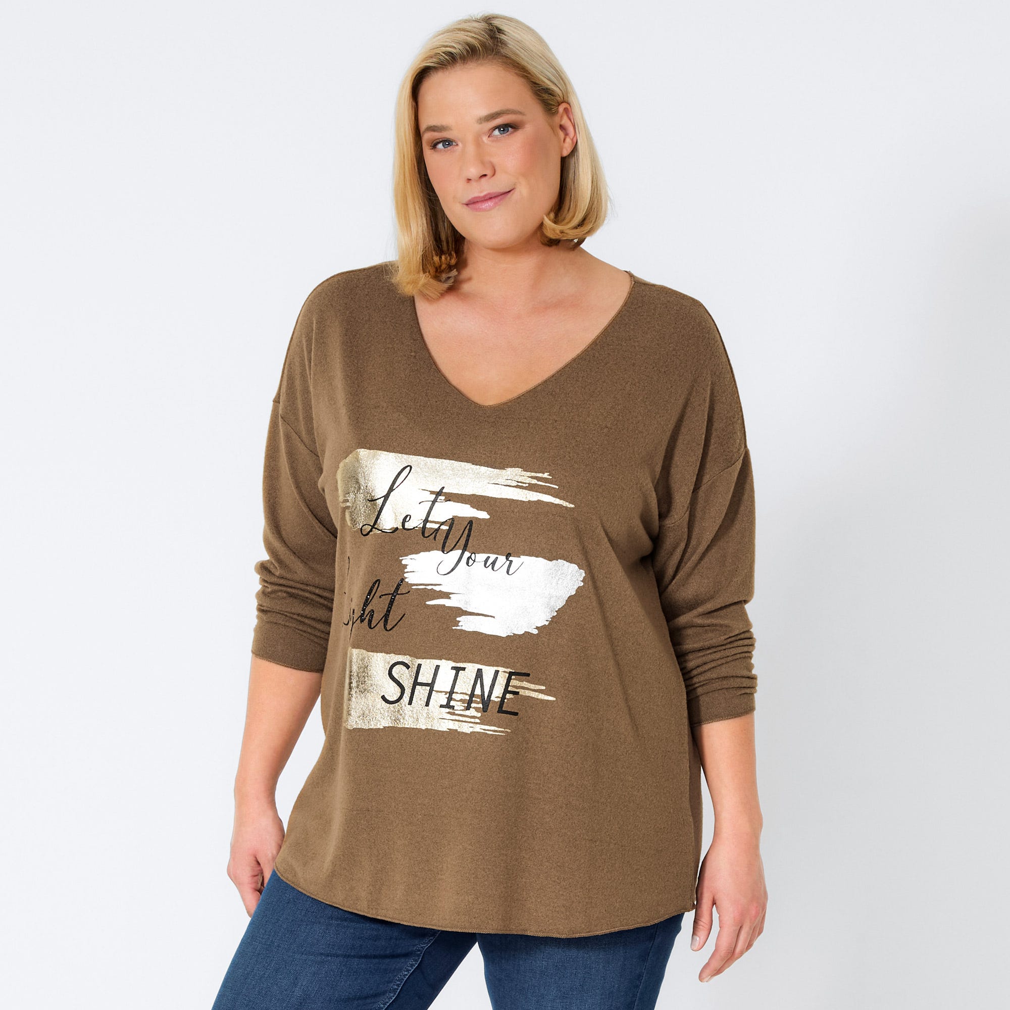 Damen-Sweatshirt mit Frontaufdruck, große Größen