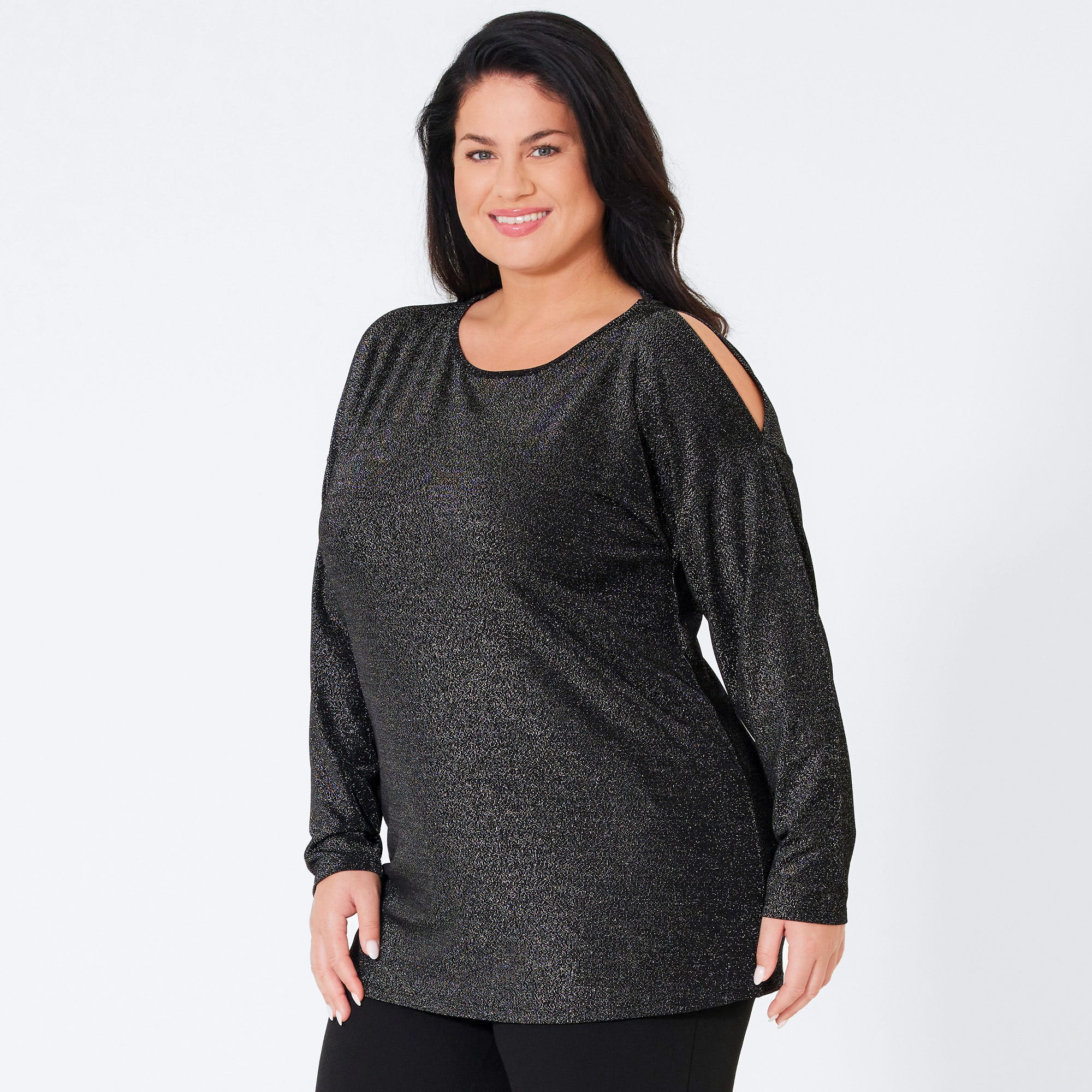 Damen-Langarmshirt mit Cut-Outs, große Größen