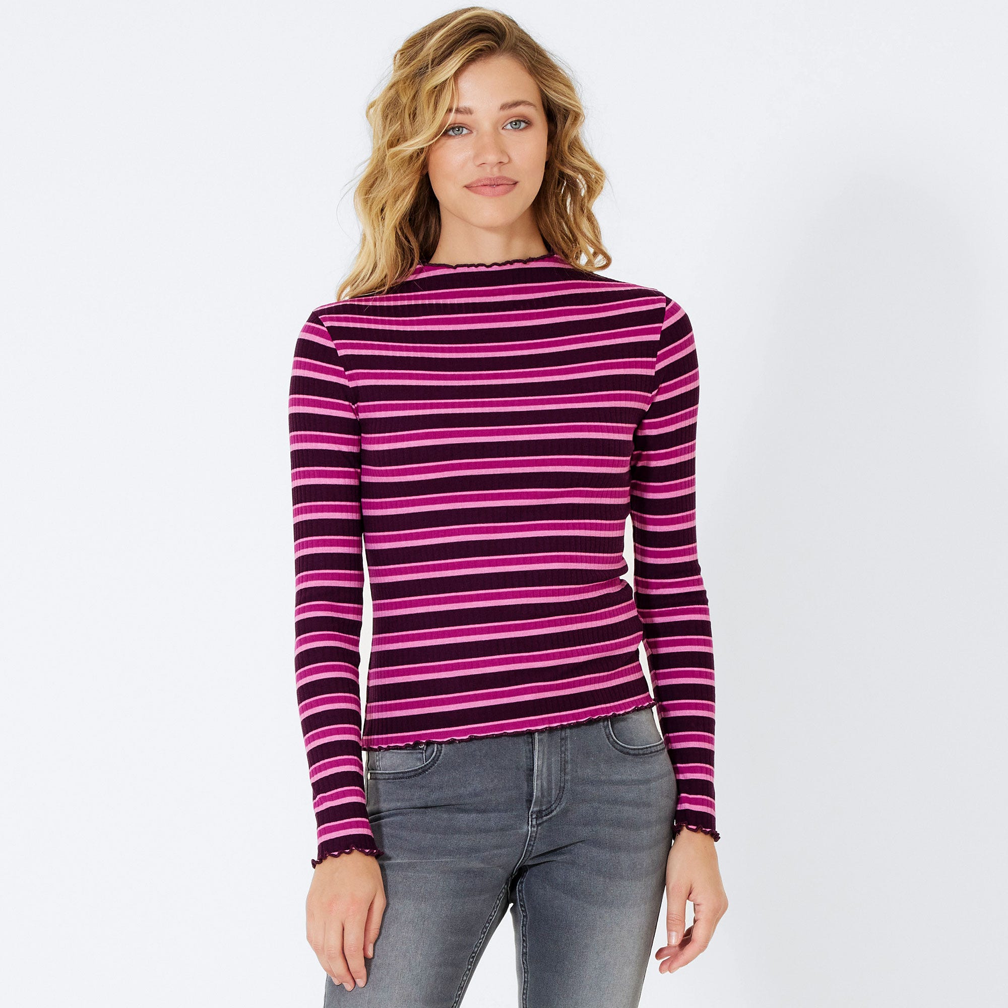 Damen-Langarmshirt mit Streifenmuster