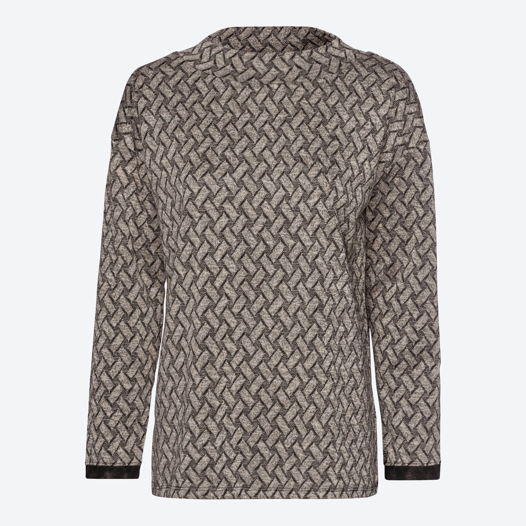 Damen-Jacquard-Pullover mit hohem Kragen