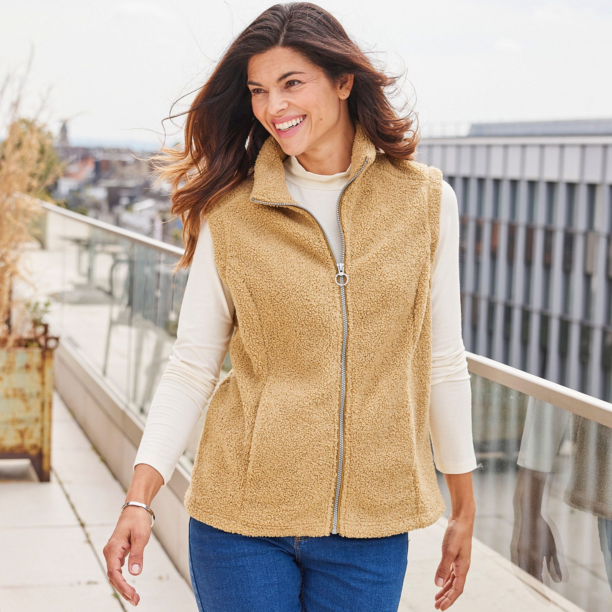 Damen-Weste mit Teddy-Fleece