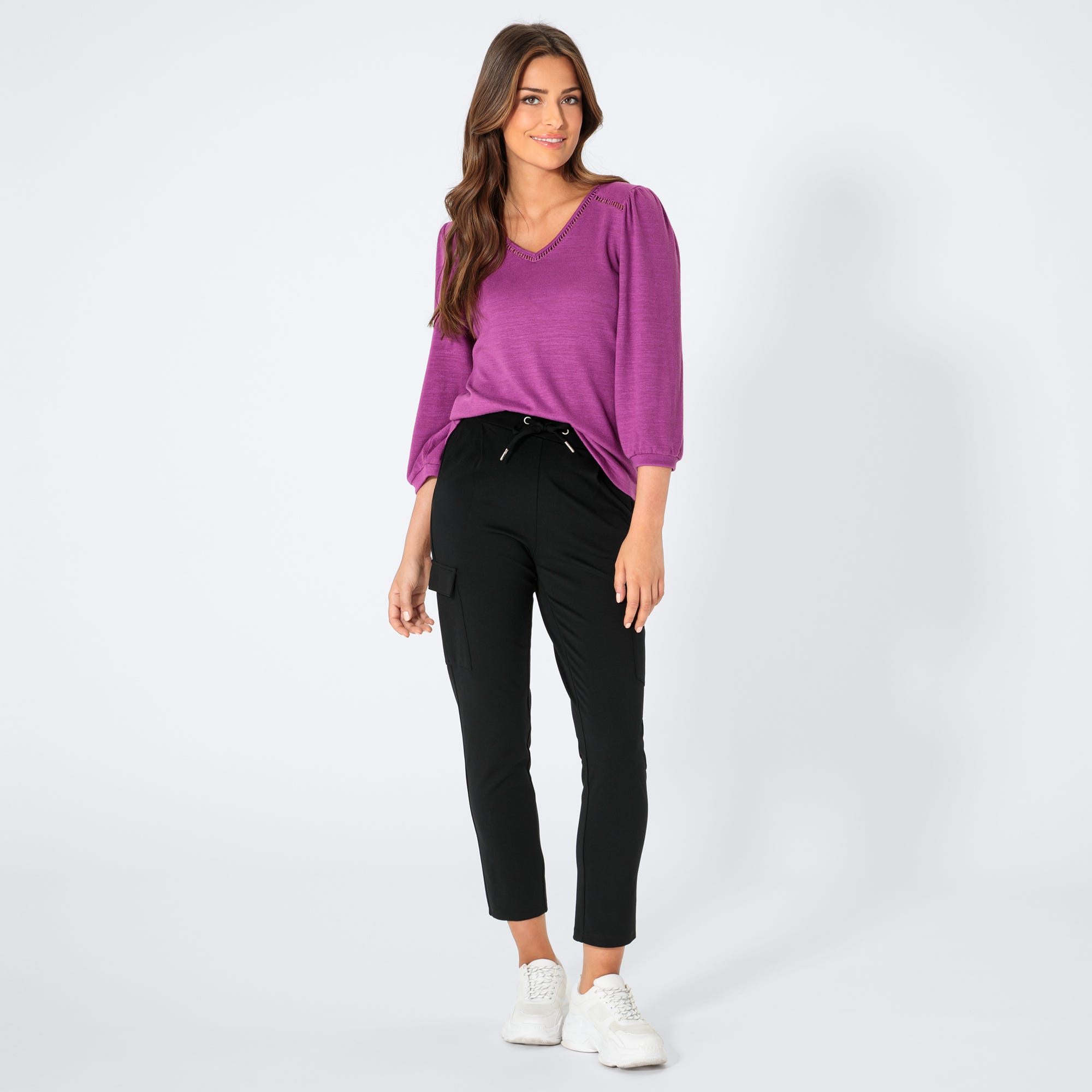 Damen-Stoffhose mit Cargo-Taschen