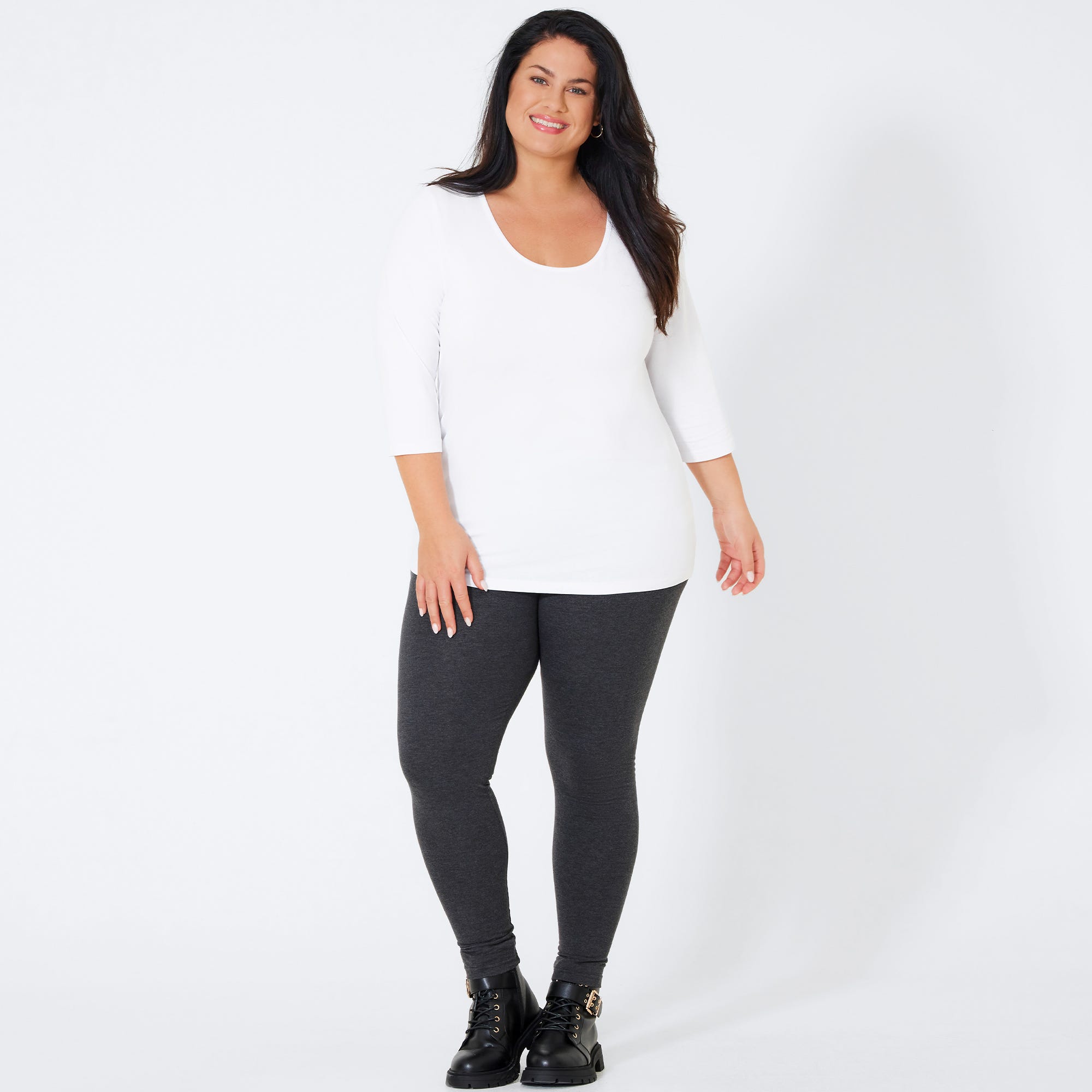 Damen-Leggings in Melange-Optik, große Größen