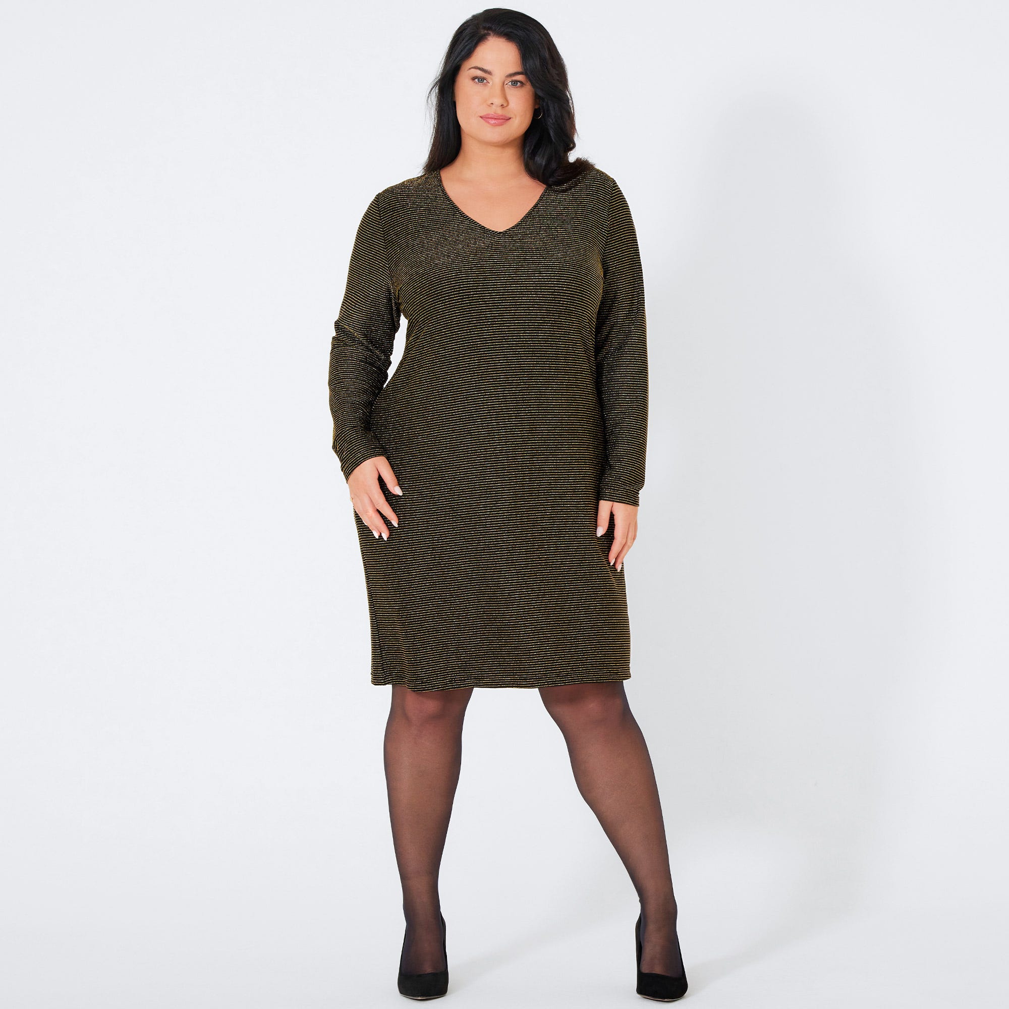 Damen-Kleid mit V-Ausschnitt, große Größen