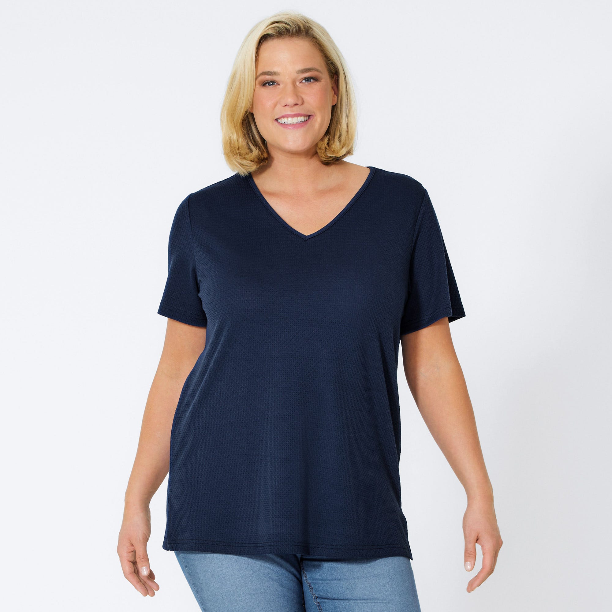 Damen-T-Shirt mit V-Ausschnitt, große Größen