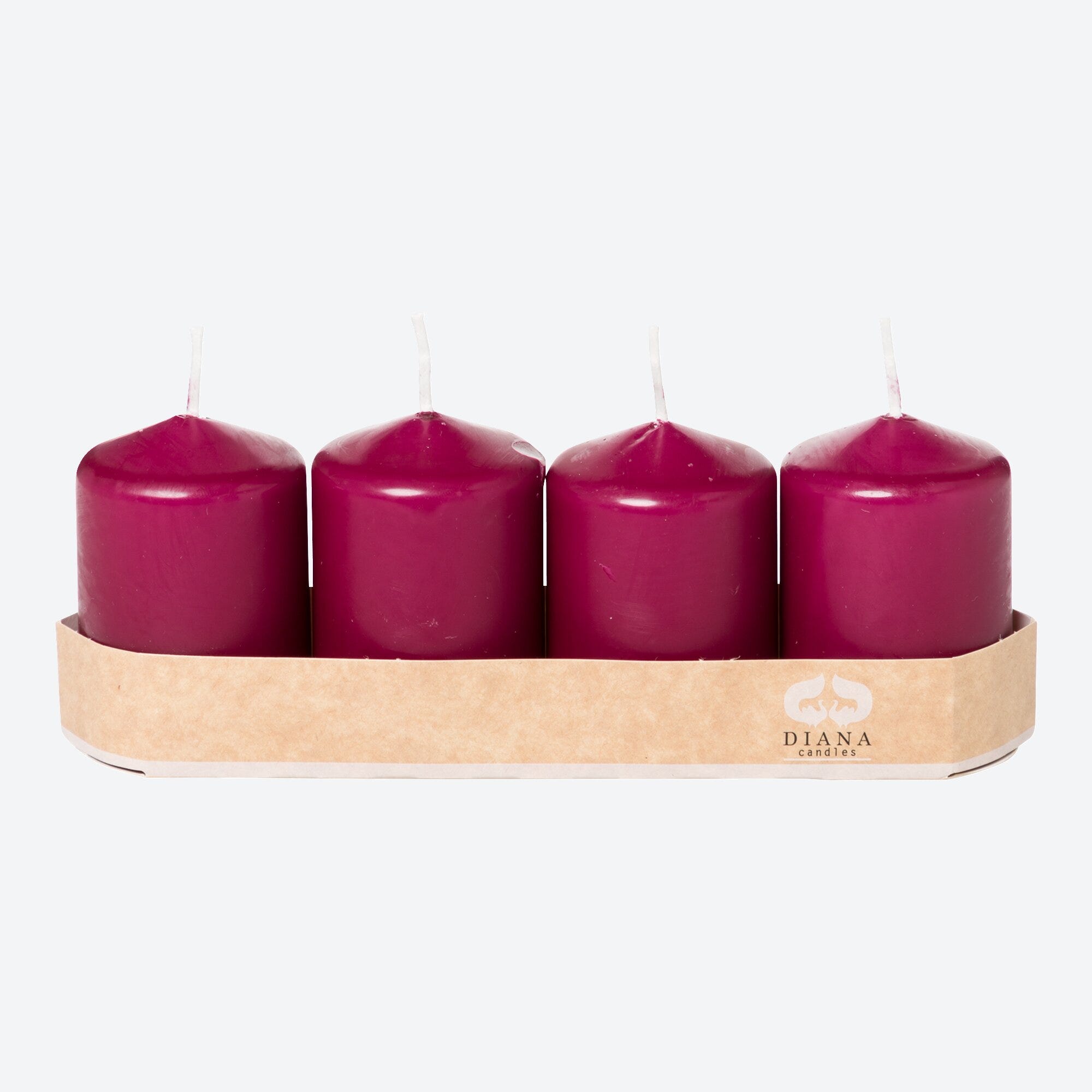 Diana Candles Stumpenkerzen in unterschiedlichen Farben, ca. 7x5cm, 4er-Set