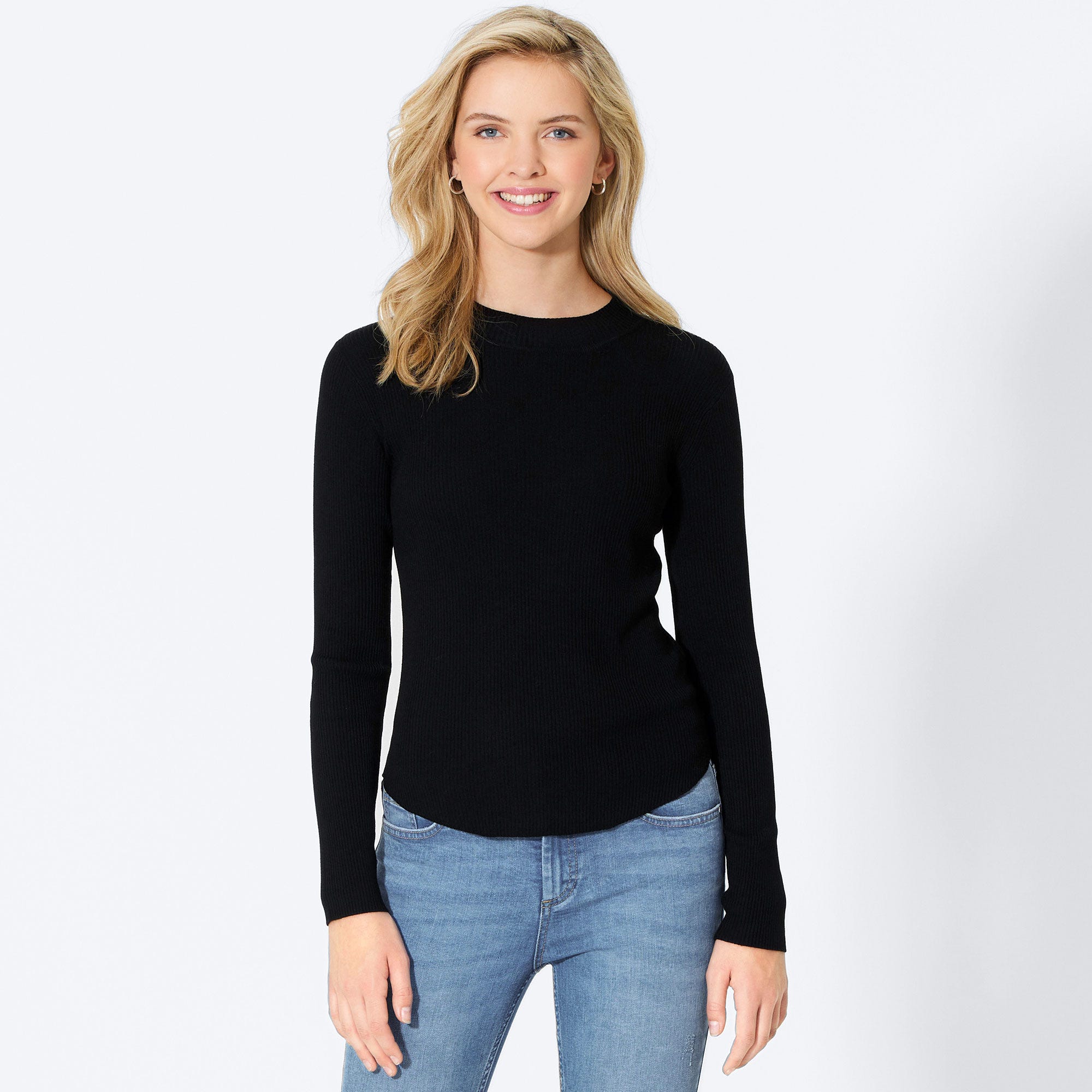 Damen-Feinstrick-Pullover mit Ripp-Struktur