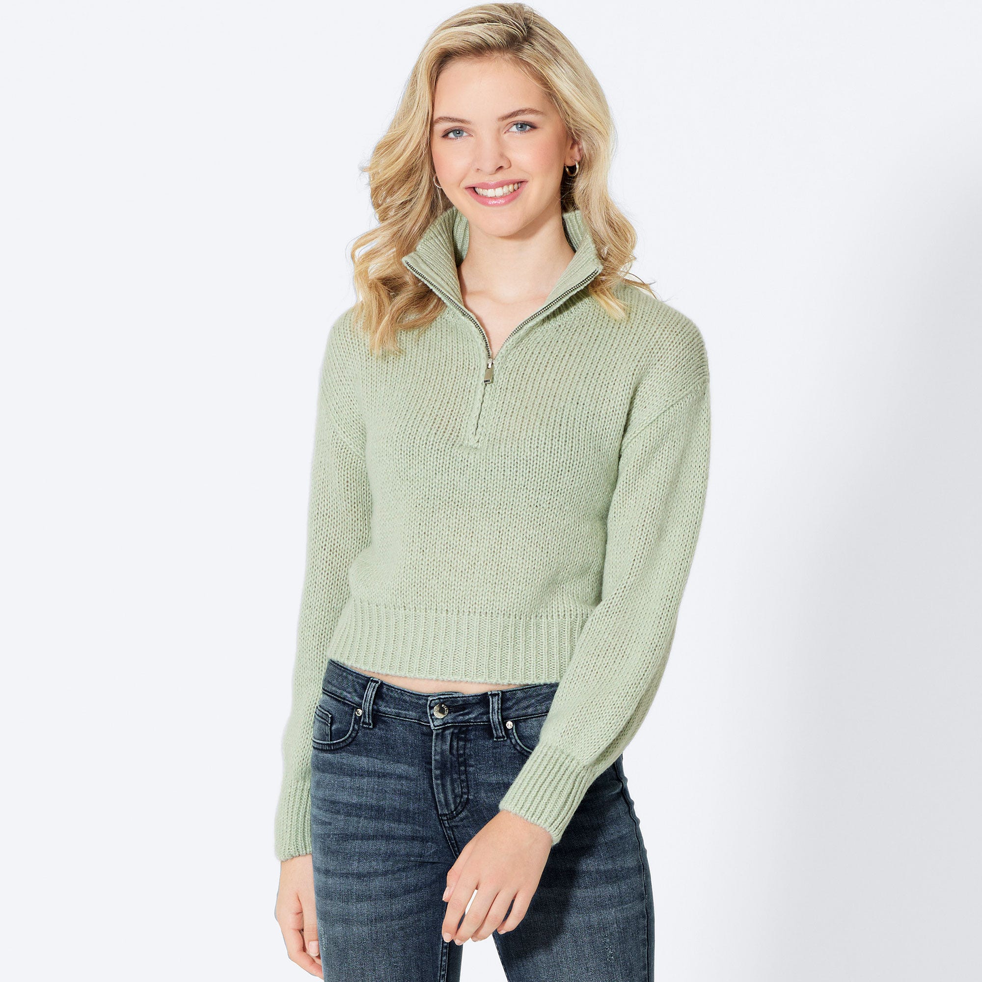 Damen-Pullover mit Troyer-Kragen