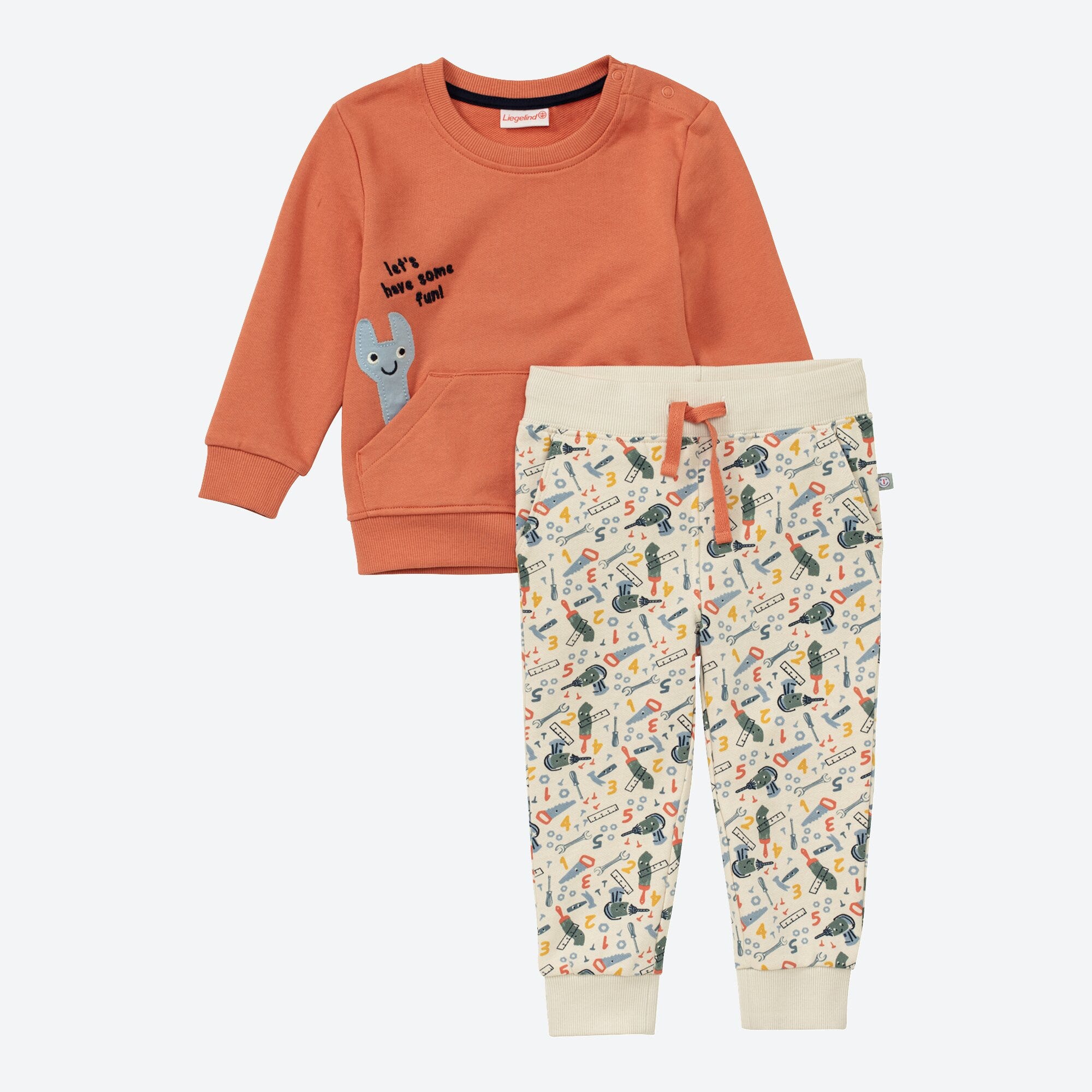 Baby-Jungen-Set mit Werkzeug-Muster, 2-teilig