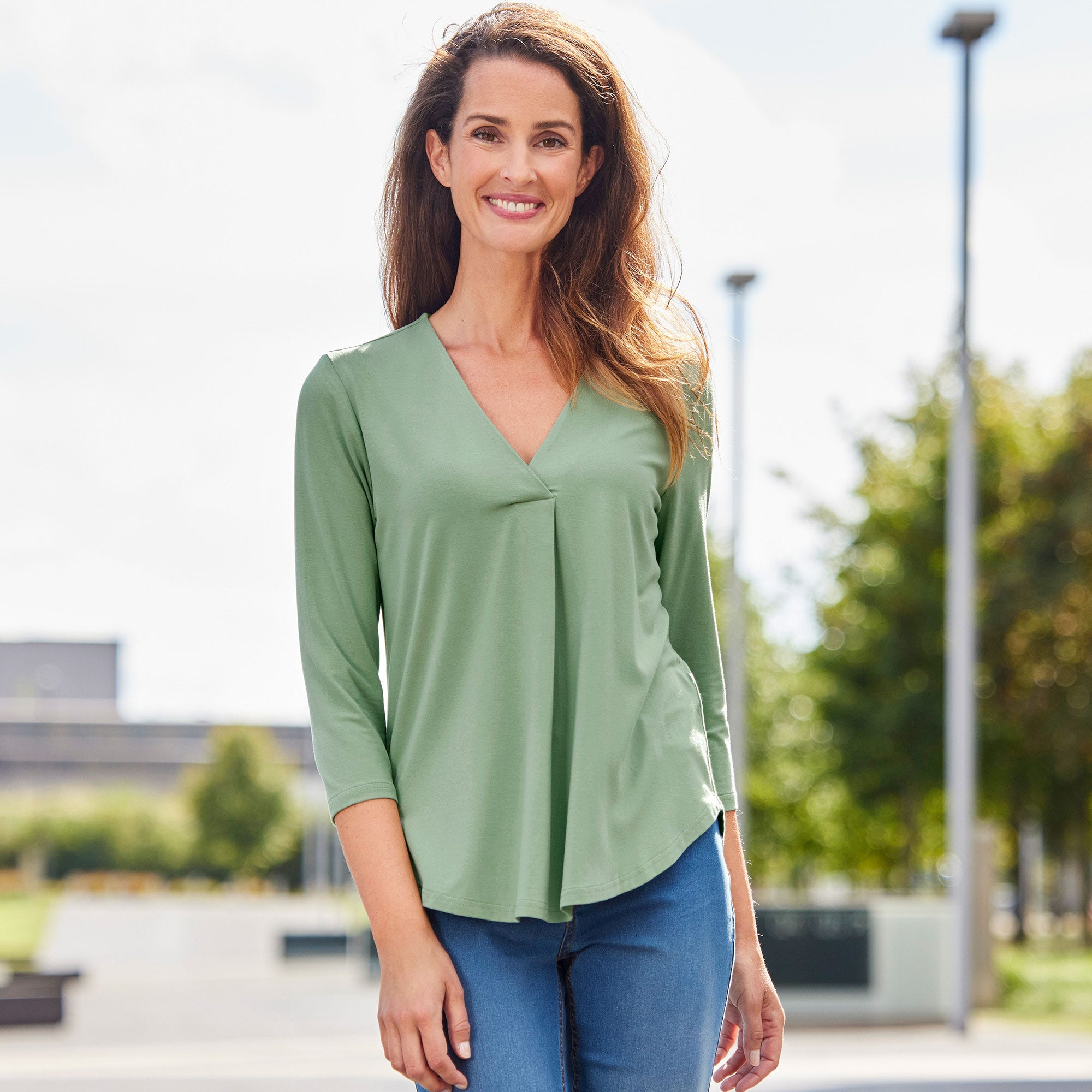 Damen-Blusenshirt mit Zierfalte