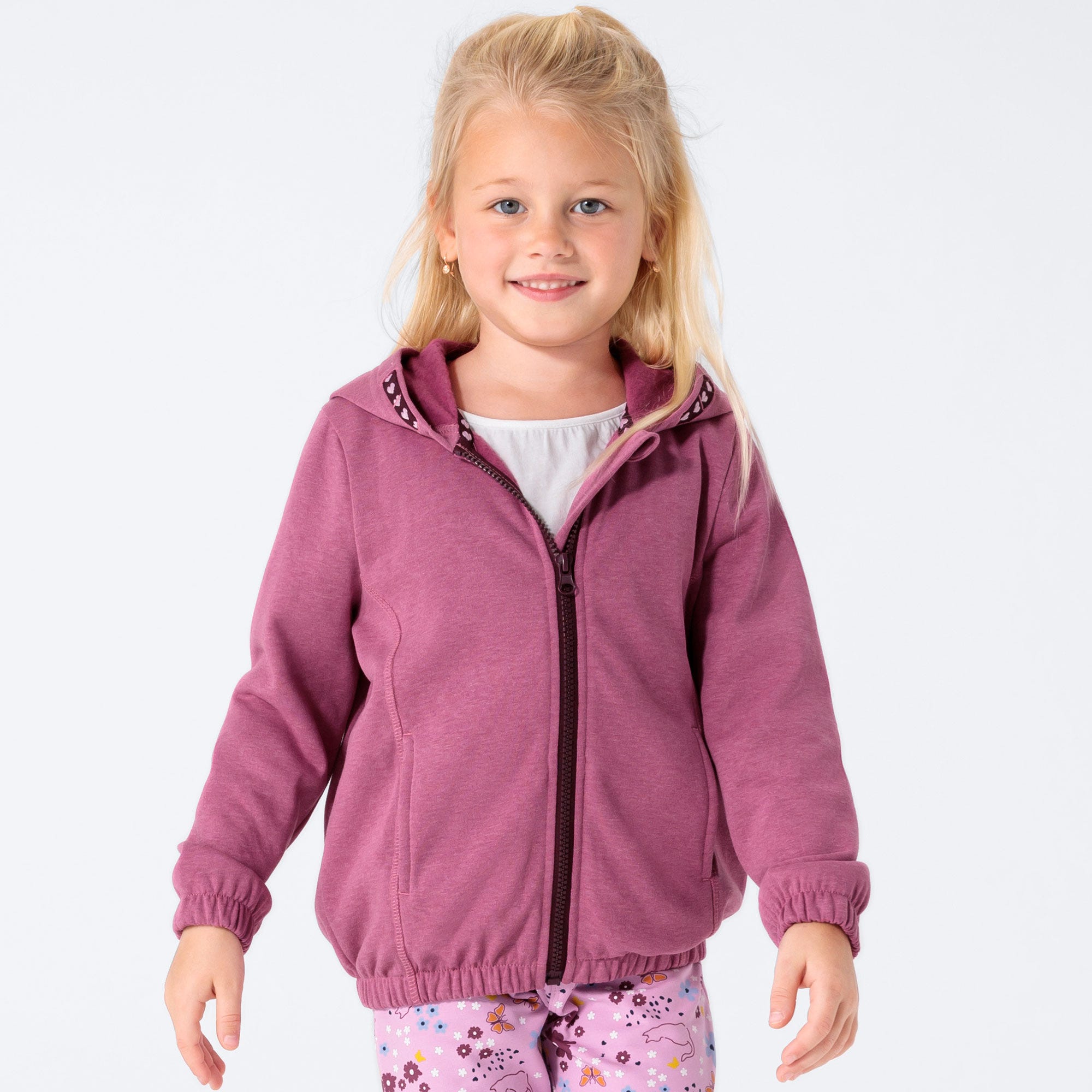 Mädchen-Sweatjacke in Melange-Optik