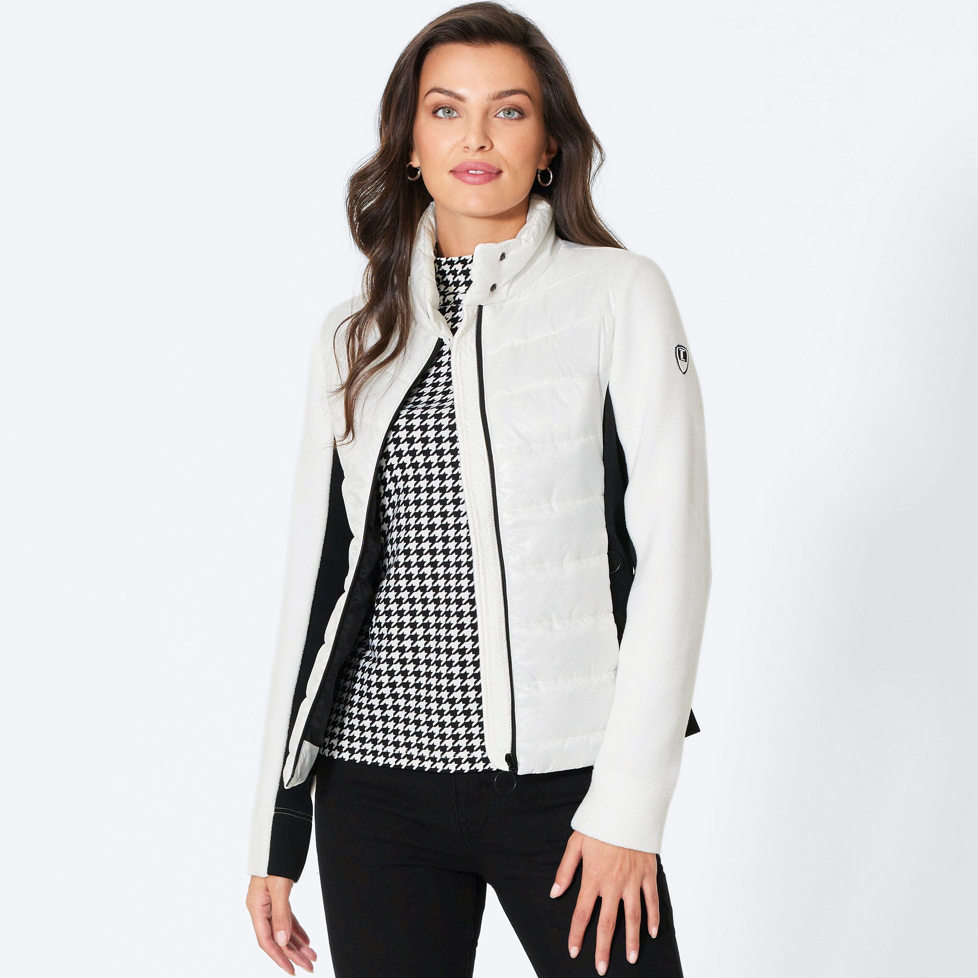 Damen-Steppjacke mit Material-Mix