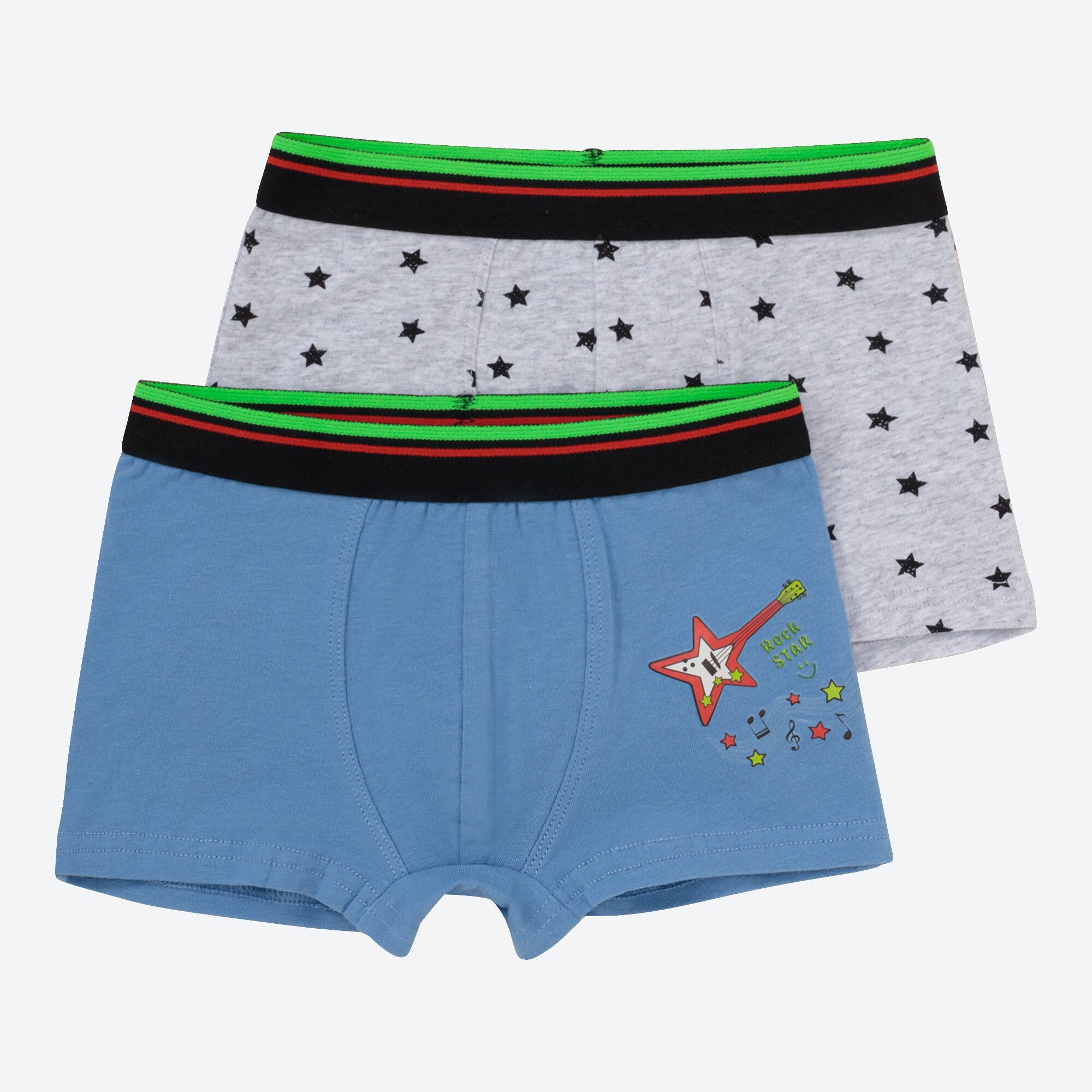 Kinder-Jungen-Retroshorts mit Sternen, 2er-Pack