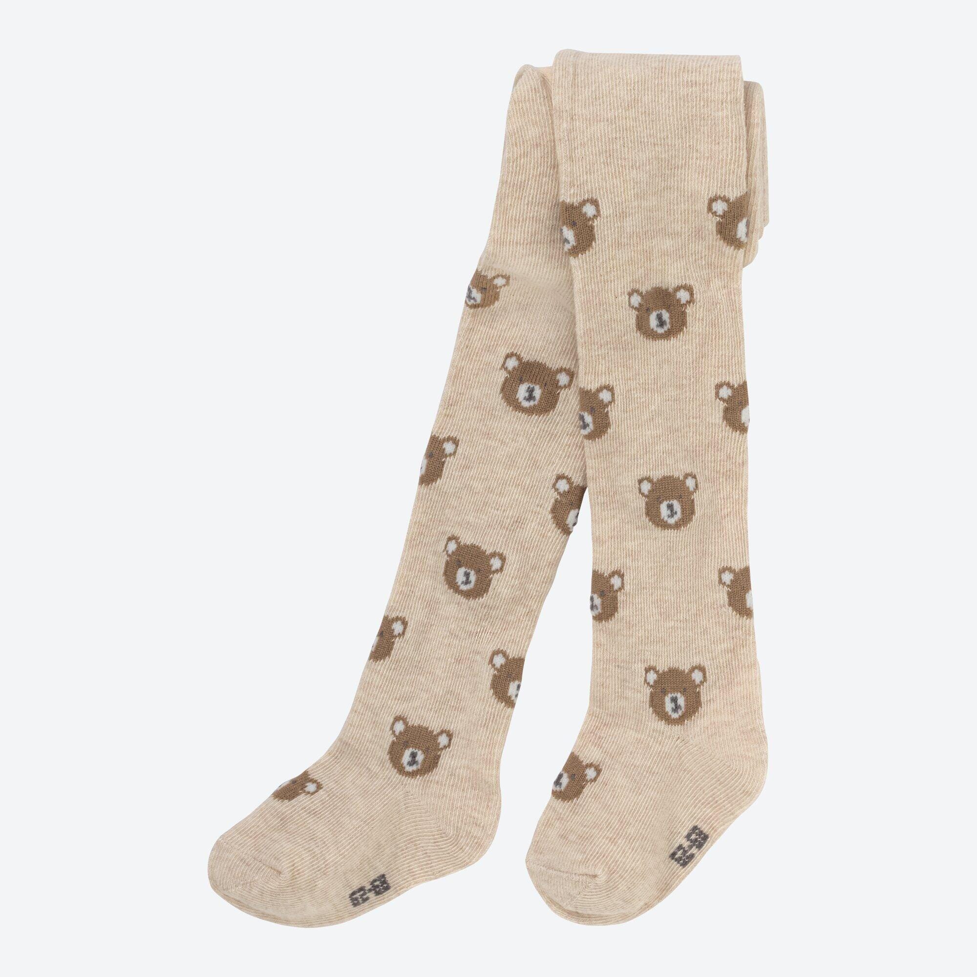 Baby-Strickstrumpfhose mit Bären-Print