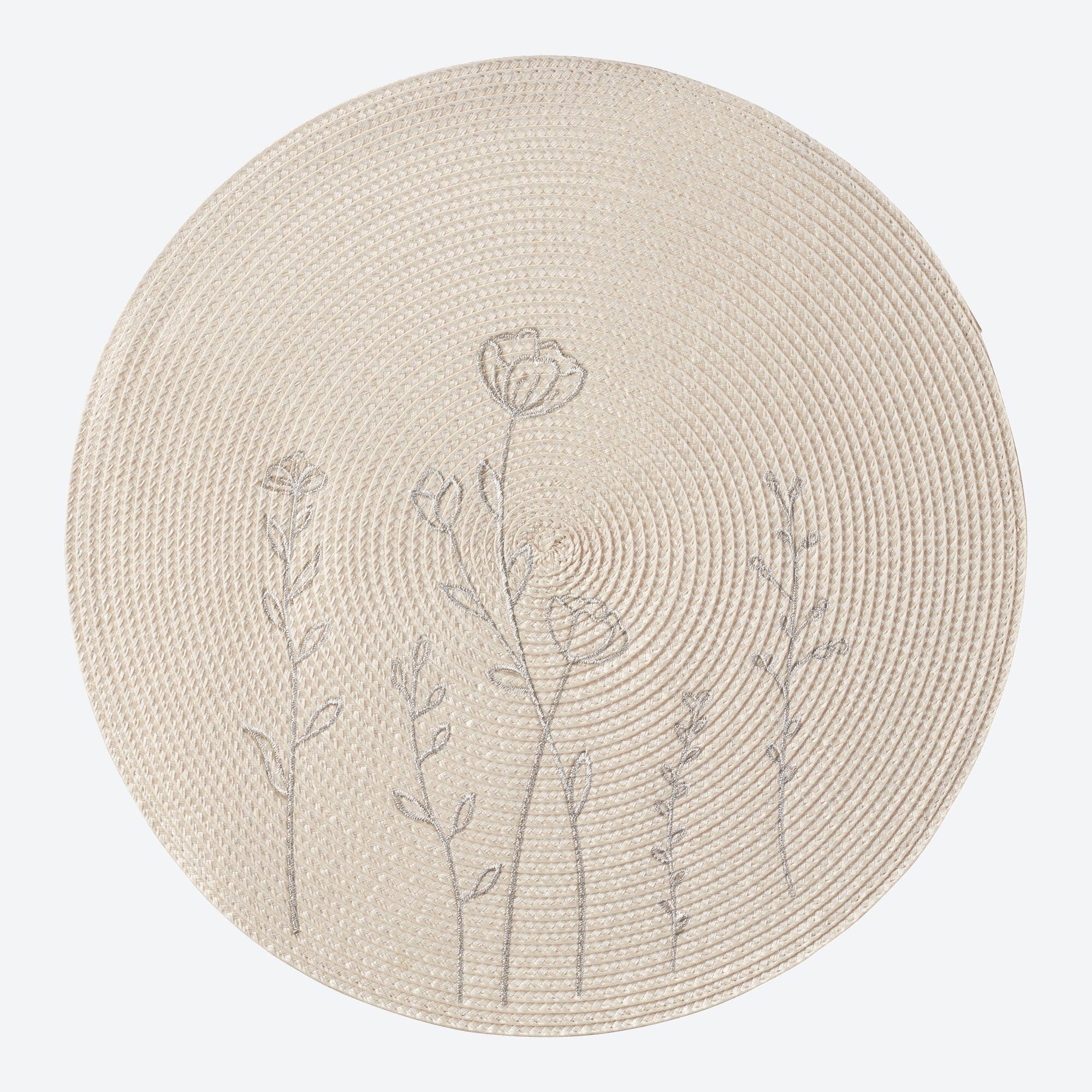 Platz-Set mit Blumen-Stickerei, Ø ca. 38cm