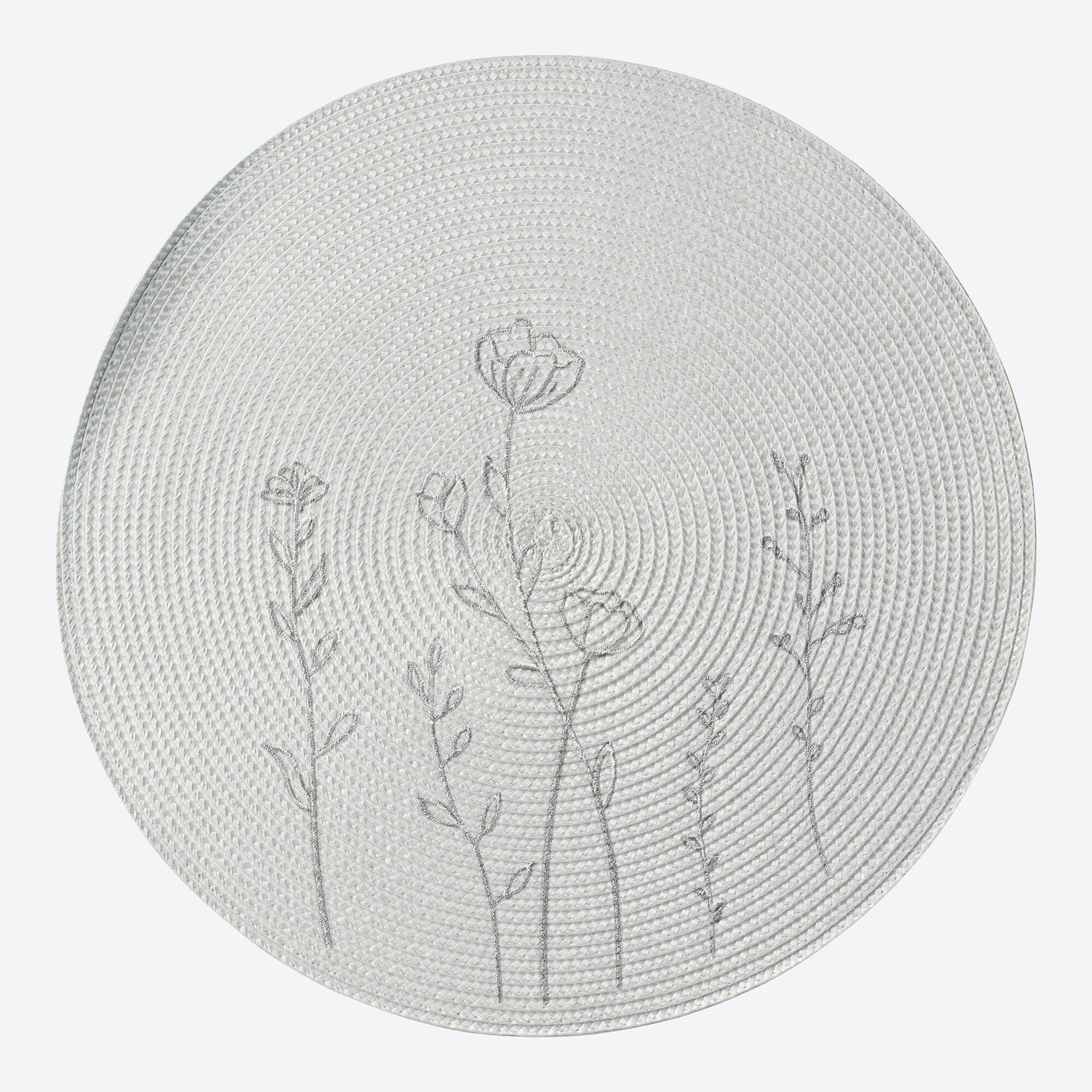 Platz-Set mit Blumen-Stickerei, Ø ca. 38cm