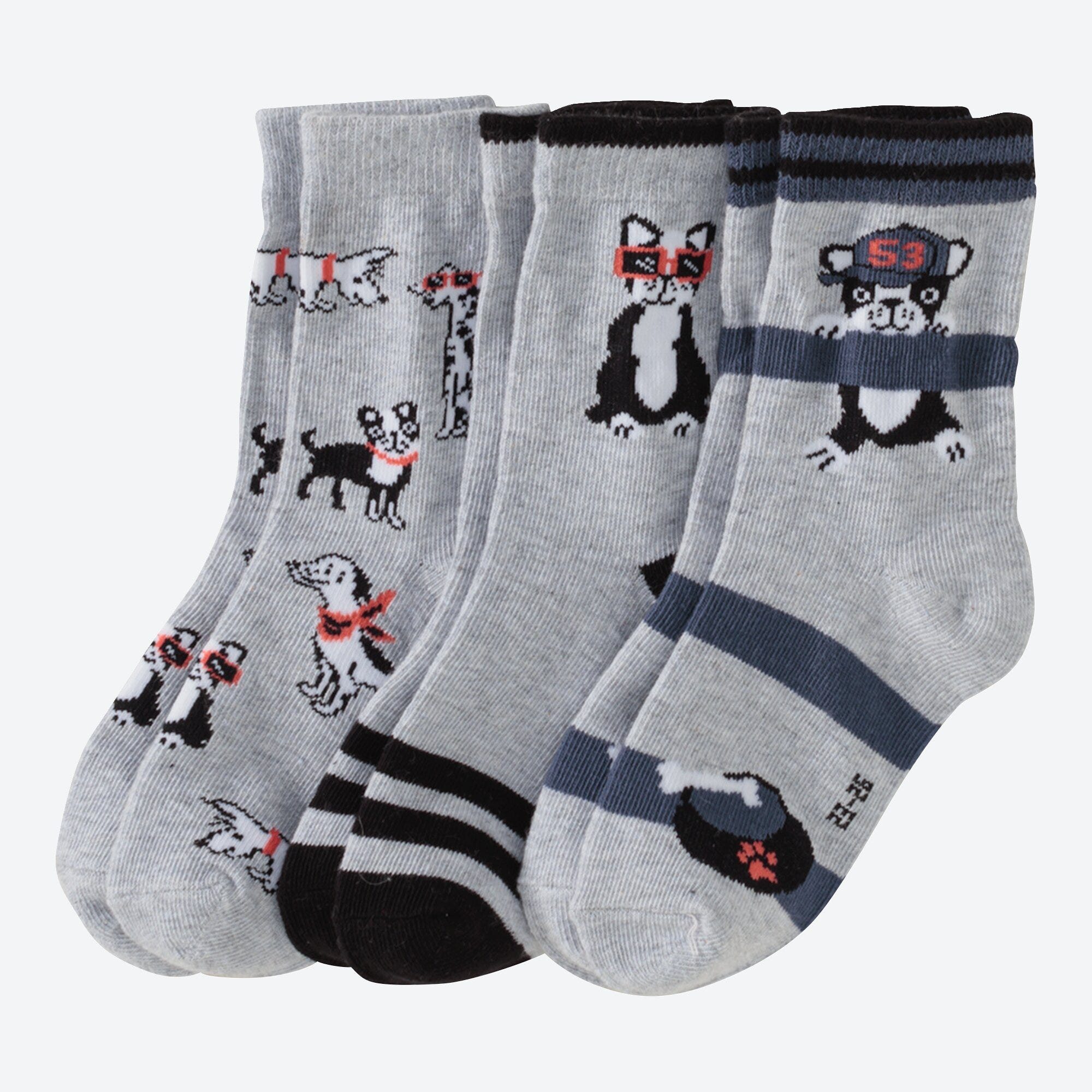 Kinder-Jungen-Socken mit Hunde-Motiv, 3er-Pack
