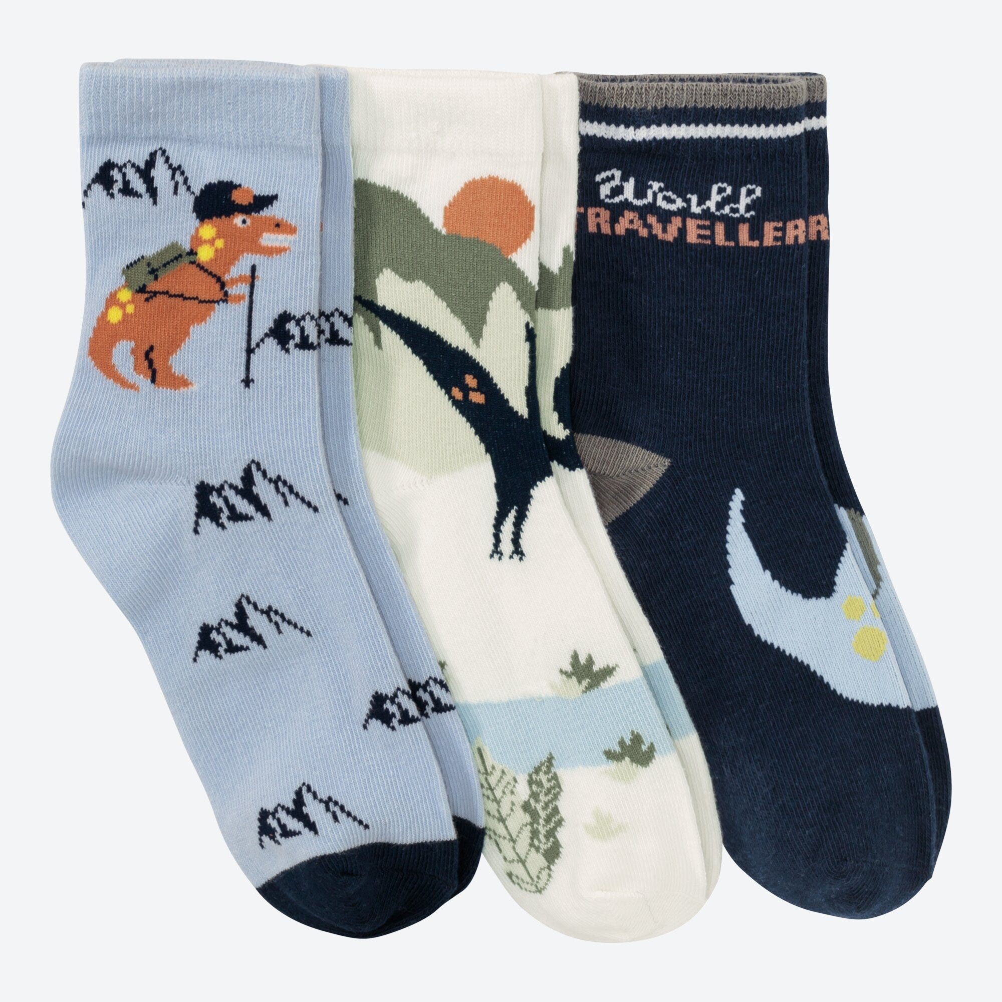 Kinder-Jungen-Socken mit Dino-Motiven, 3er-Pack