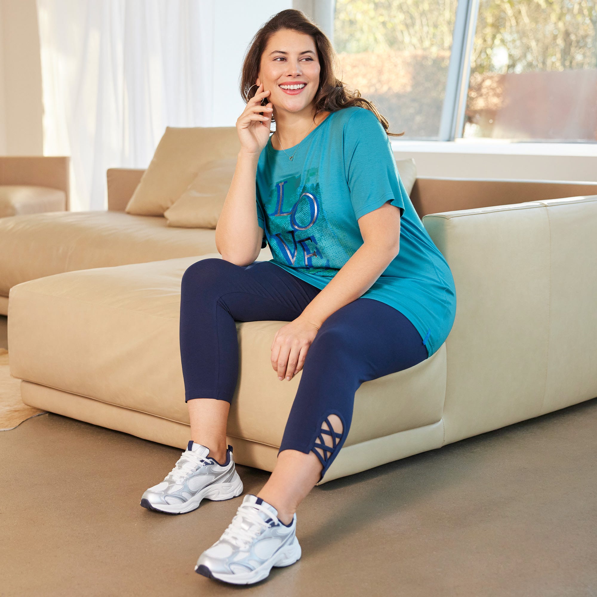 Damen-Leggings mit überkreuzter Bindung, große Größen