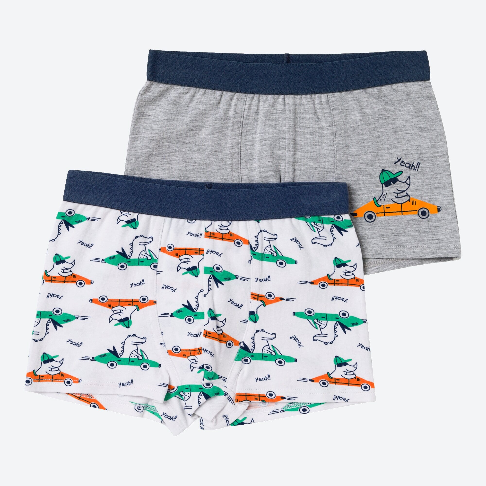 Kinder-Jungen-Retroshorts mit Tier-Aufdruck, 2er-Pack