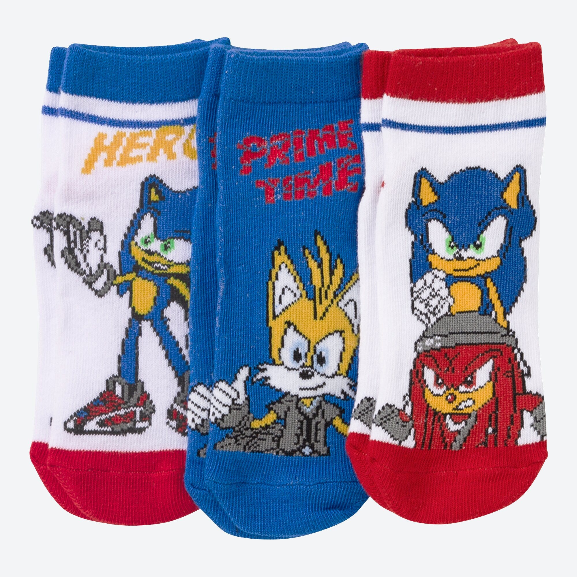 Kinder-Sneaker-Socken mit Sonic-Motiven, 3er-Pack