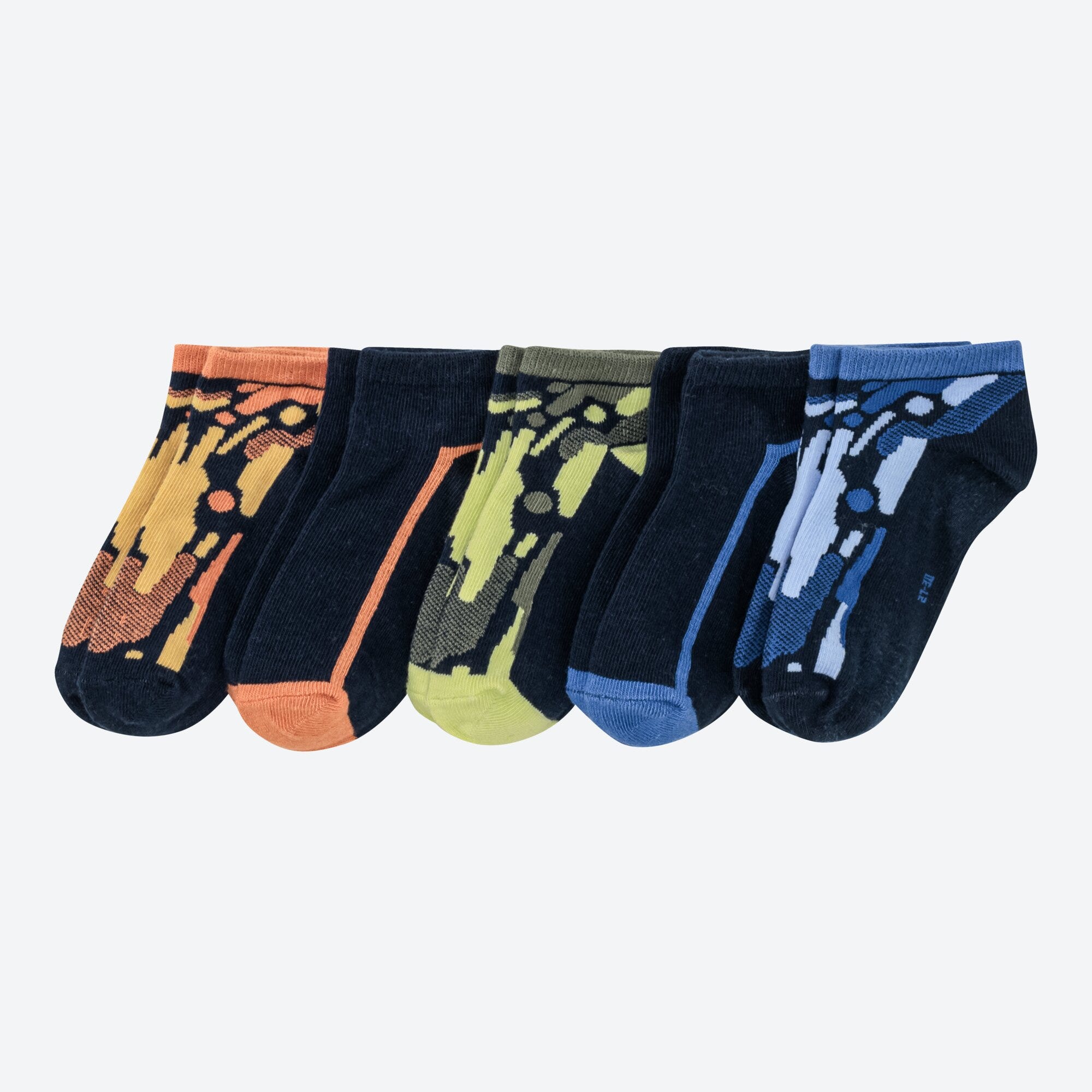 Kinder-Jungen-Sneaker-Socken mit Camouflage-Muster, 5er-Pack